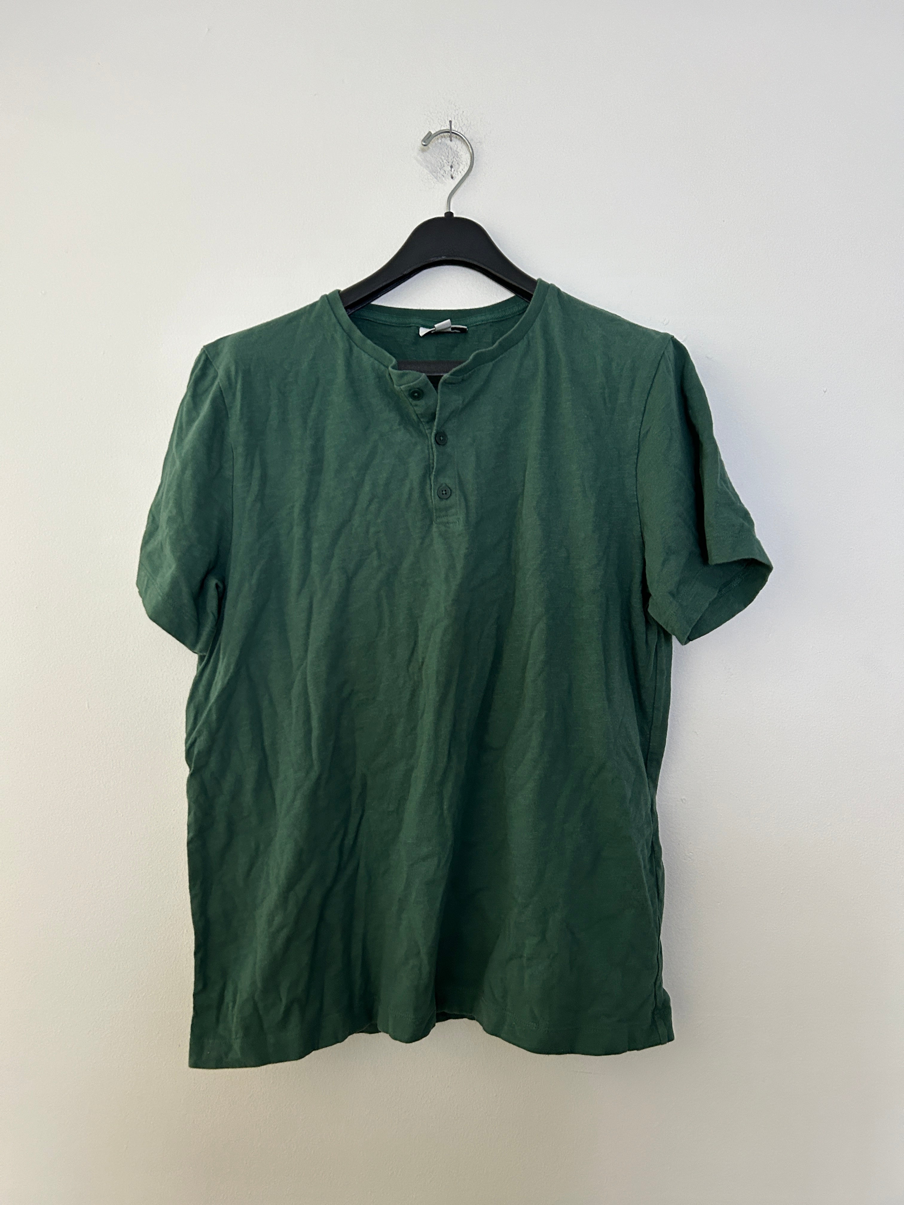 T-shirt vert col boutonné — Frank And Oak