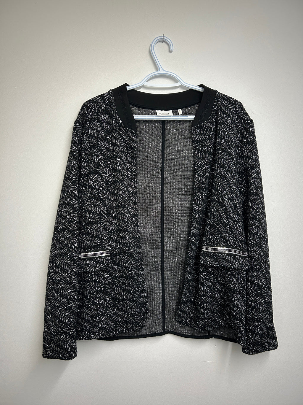 Veste texturer ouverte Noir & Argent