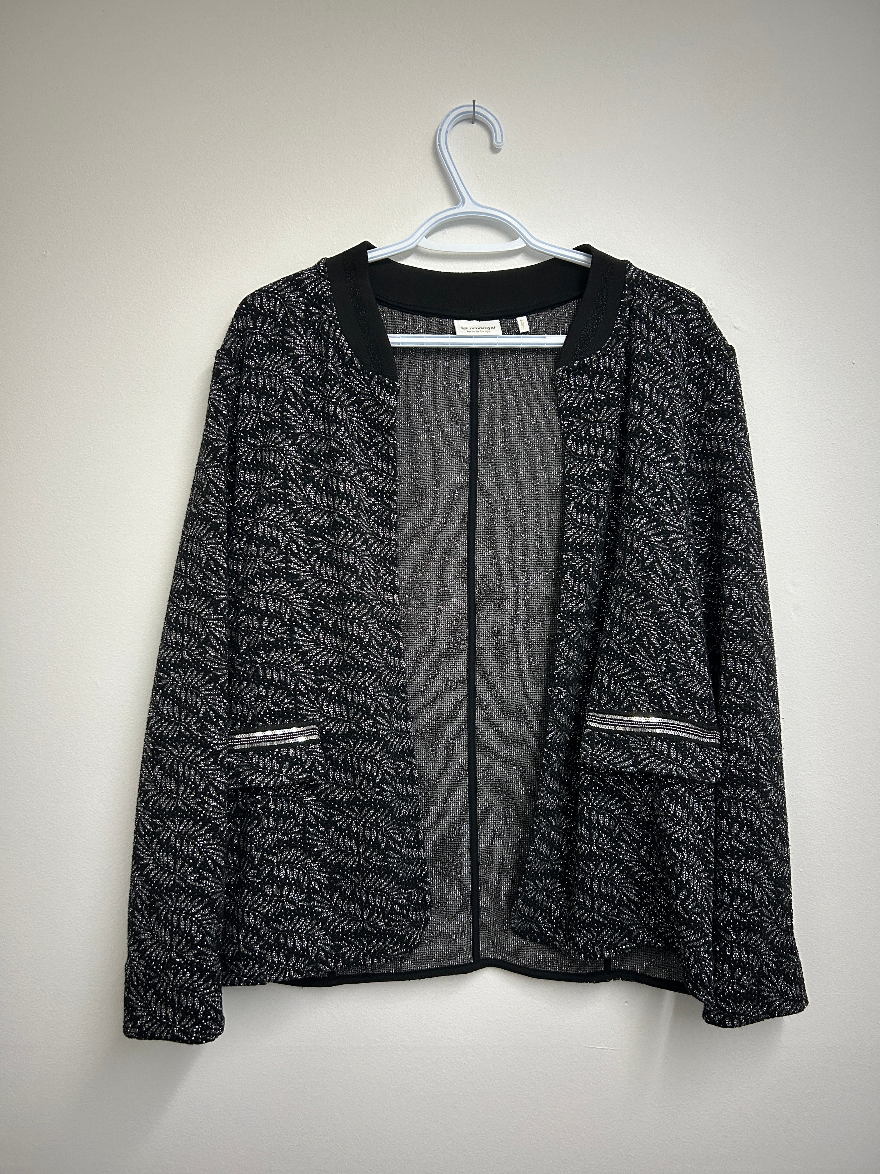 Veste texturer ouverte Noir & Argent