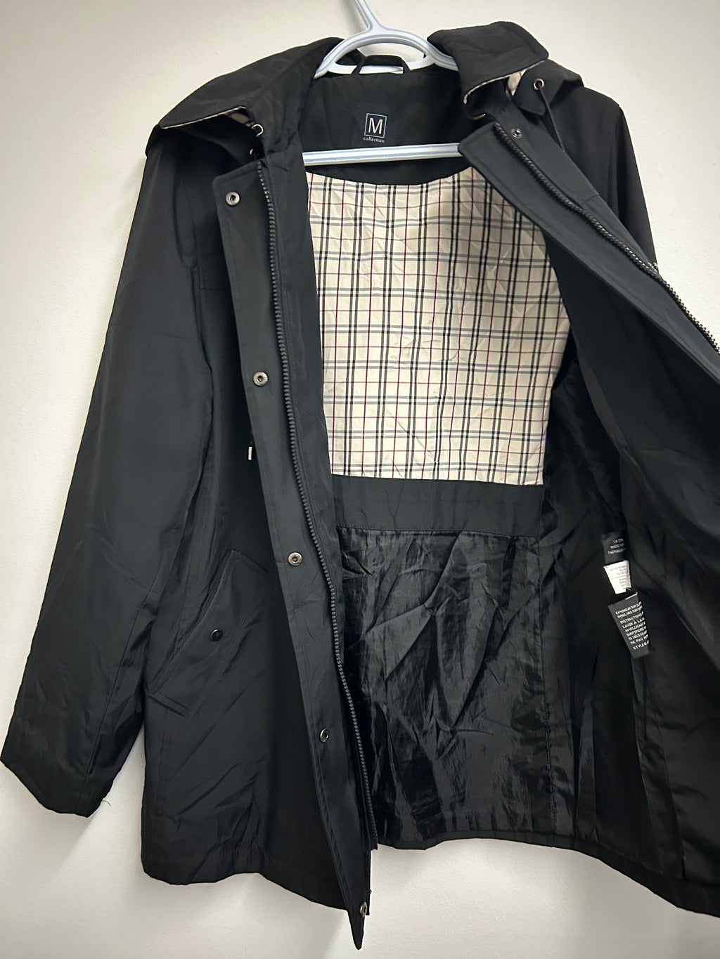 M Collection – Manteau noir à capuche trench pluie