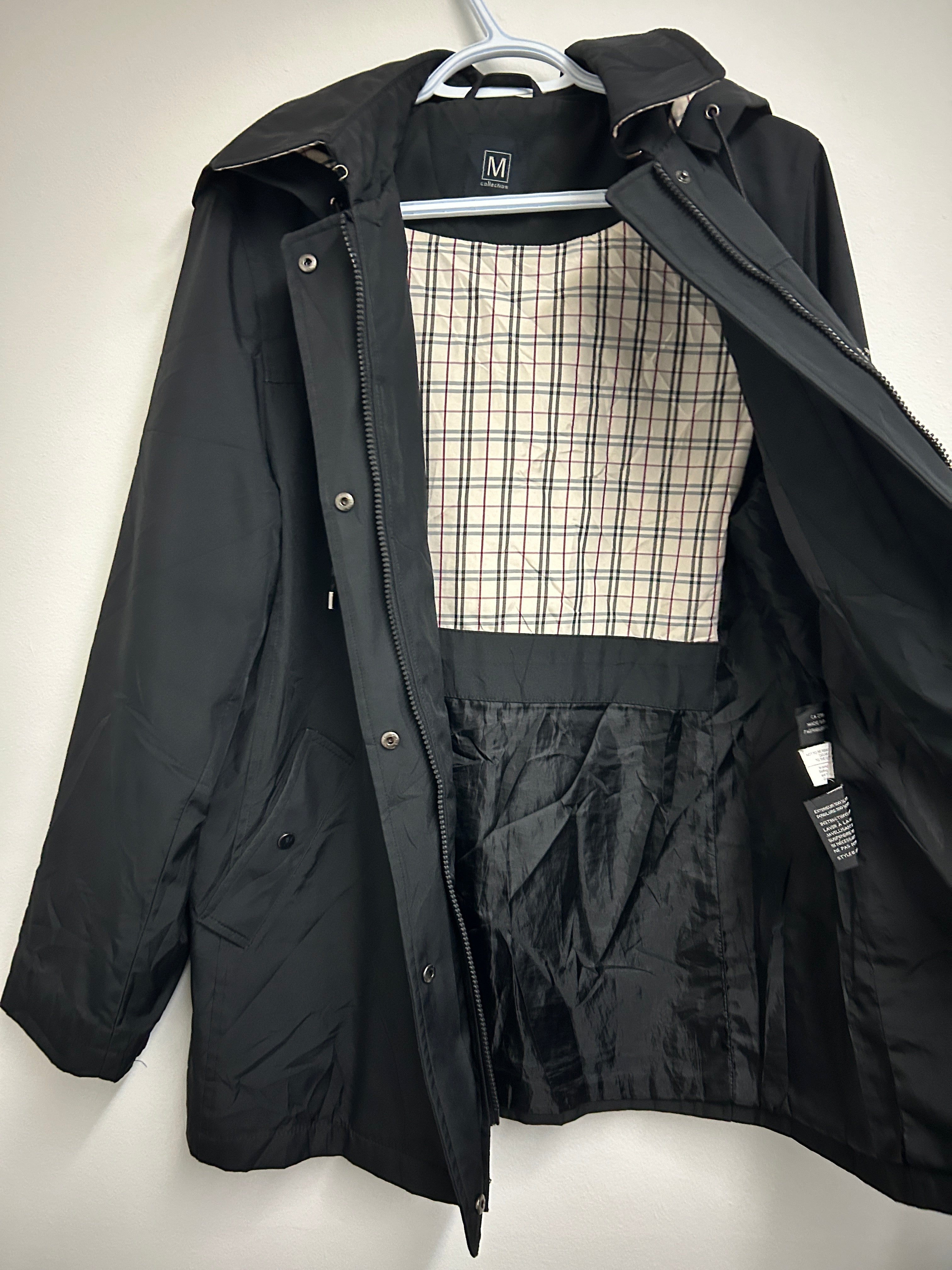 M Collection – Manteau noir à capuche trench pluie