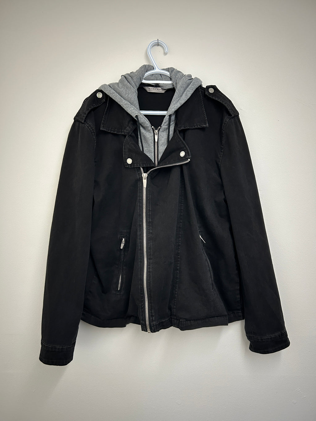 Zara Man – Veston jeans gris a double épaiseure