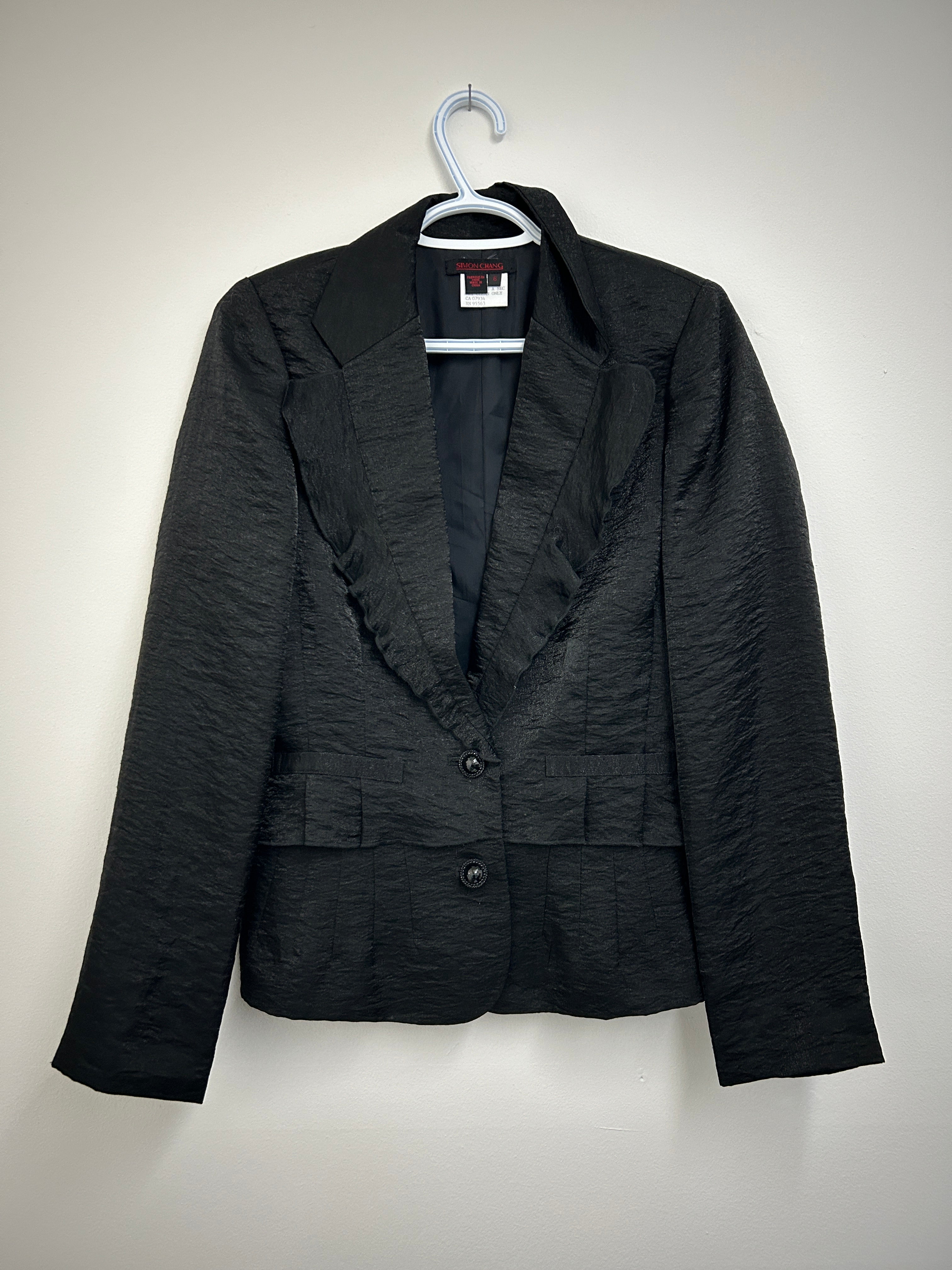 Simon Chang – Veston noir texturé à col classique