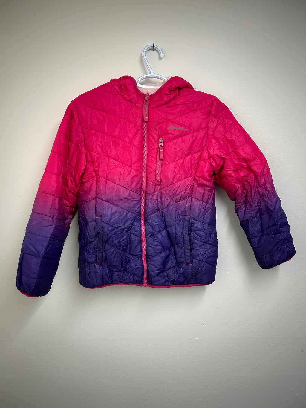 Manteau dégradé rose et mauve doublé en peluche