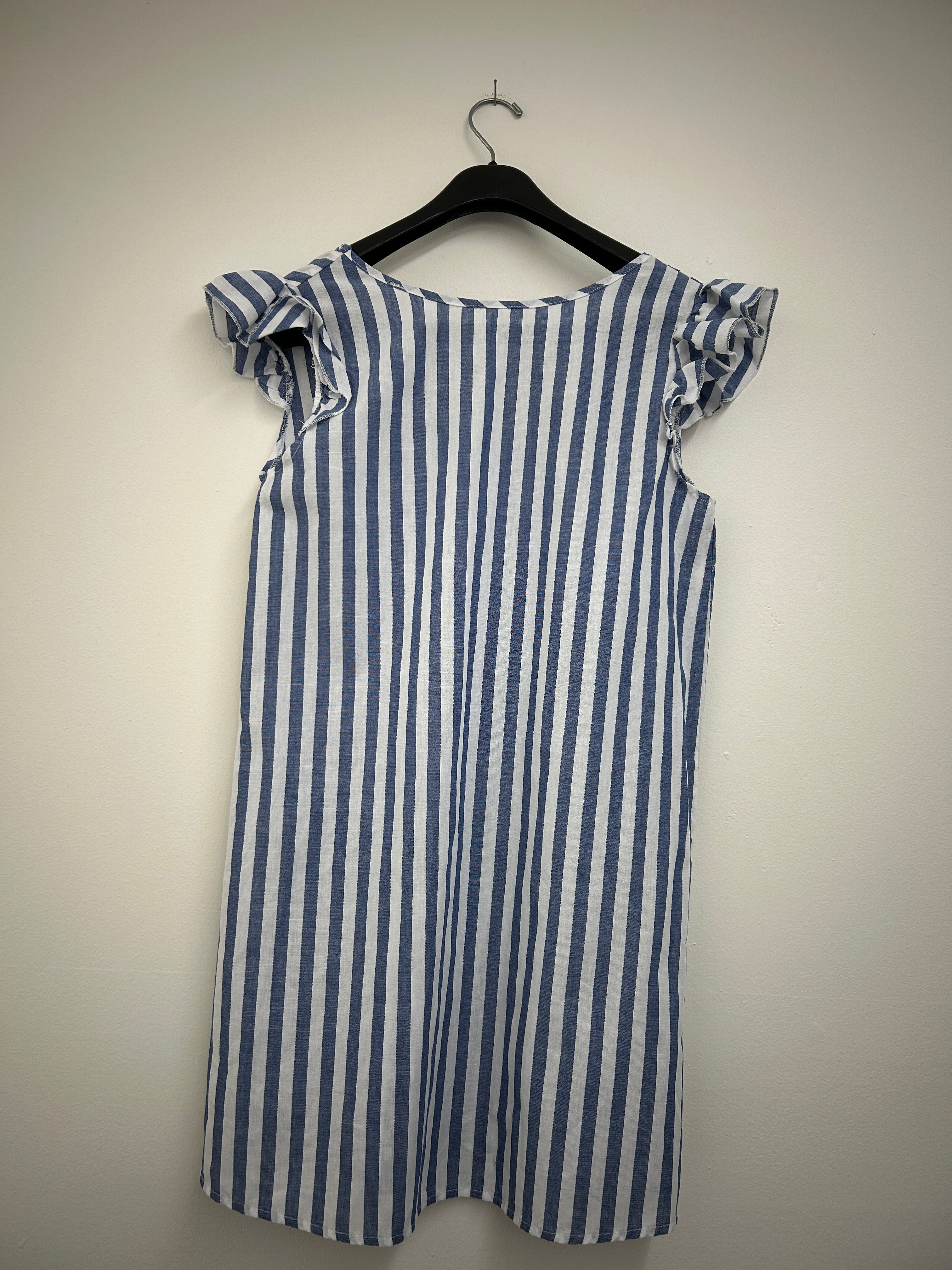 Robe hauts corps rayée bleu et blanc à nœud