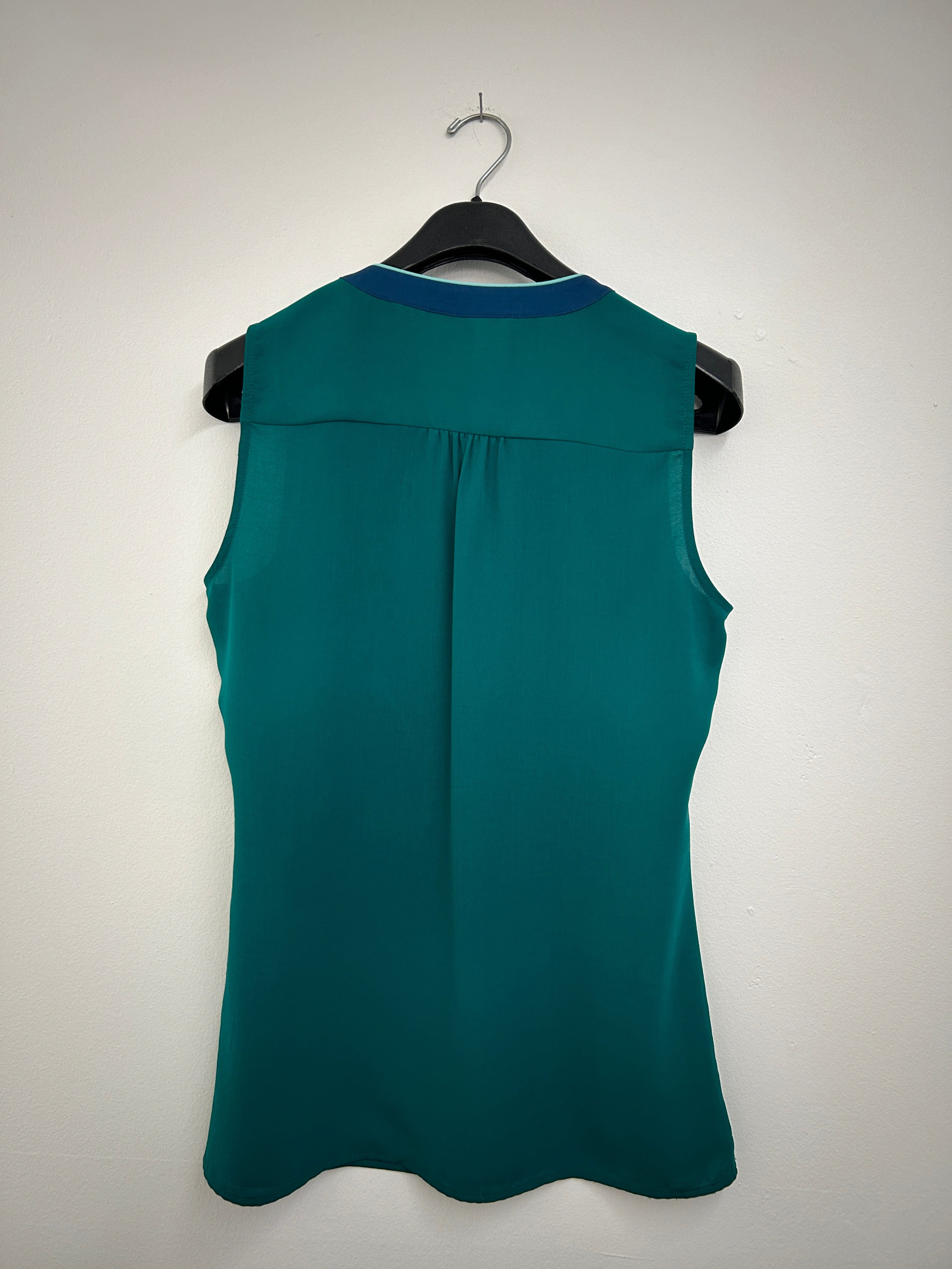 Blouse bicolore bleu et sarcelle