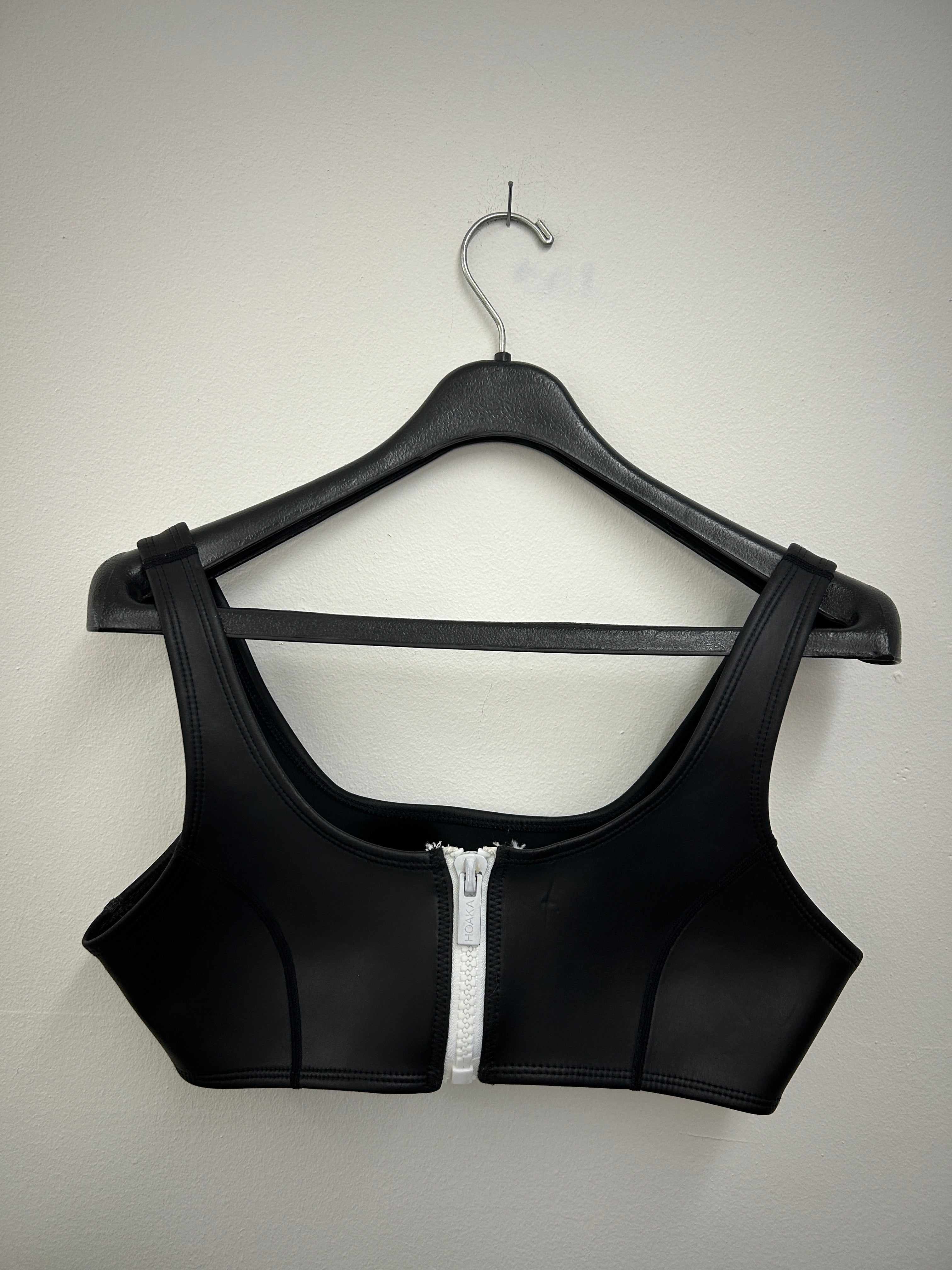 Haut de maillot noir à fermeture éclair