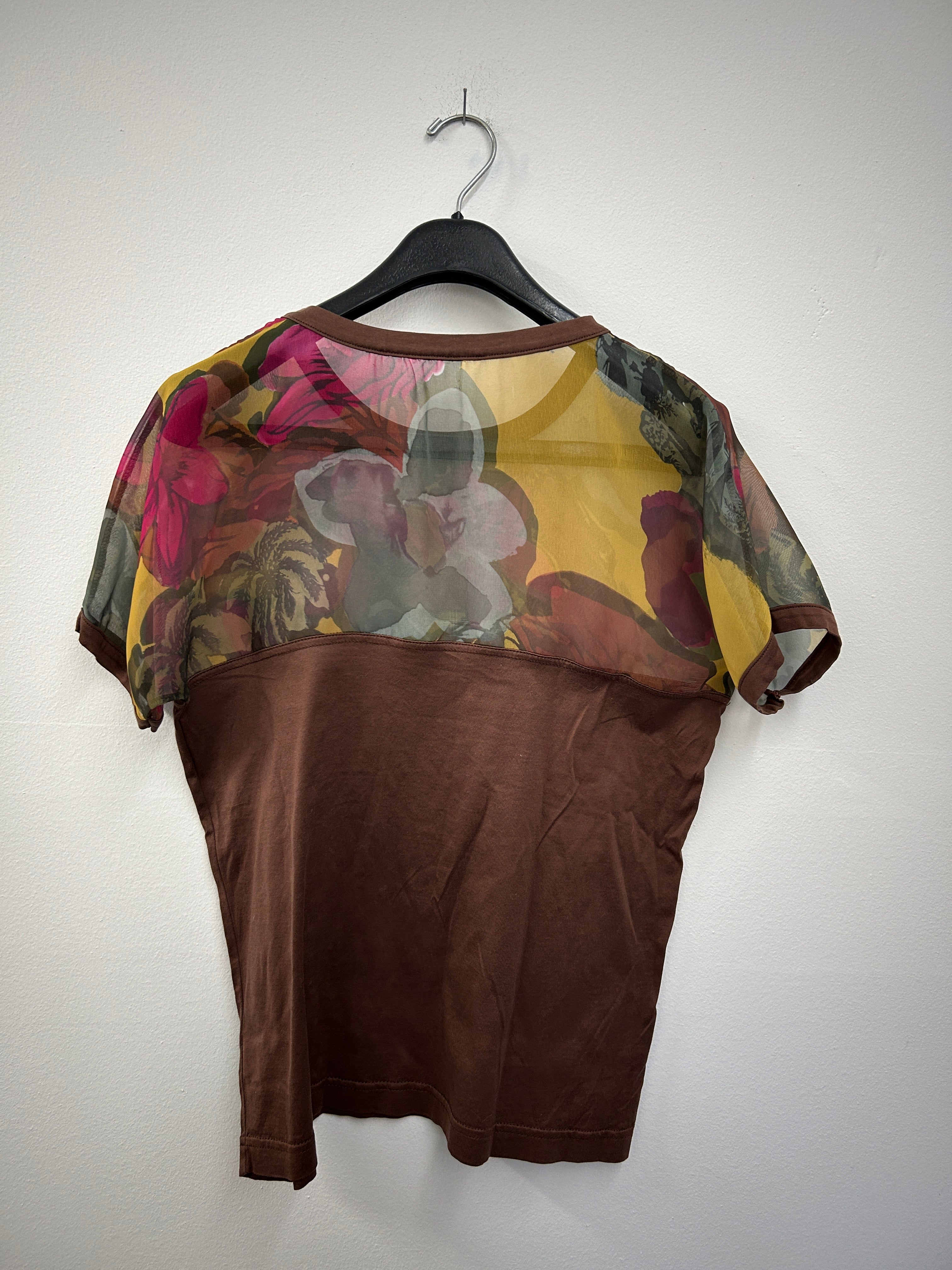 Haut court transparent à fleurs