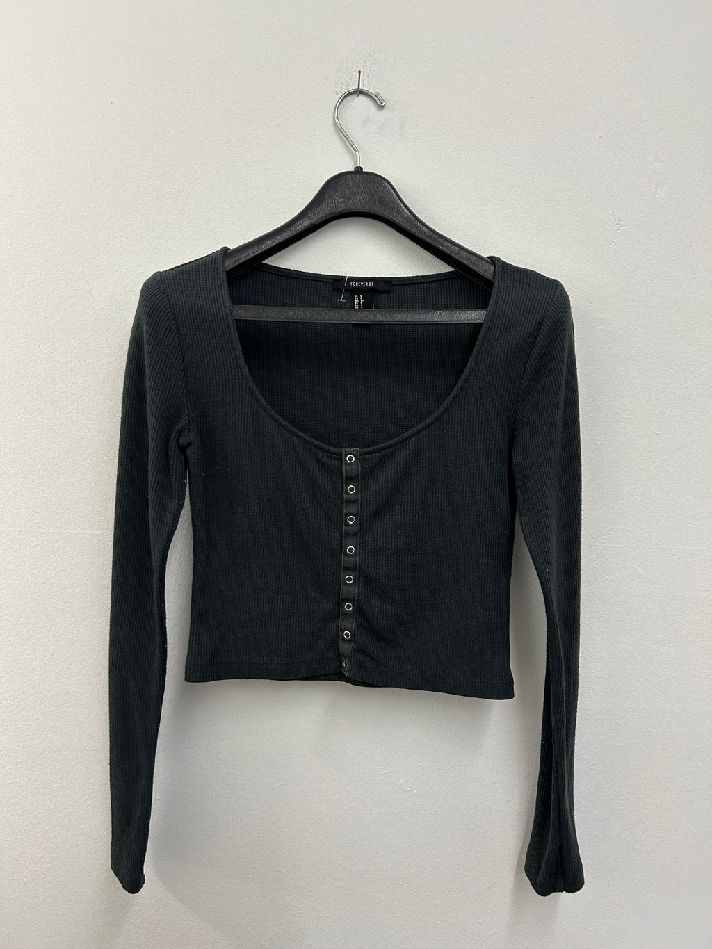 Black ribbed button-up sweater