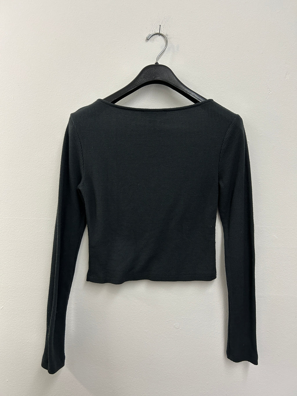 Black ribbed button-up sweater