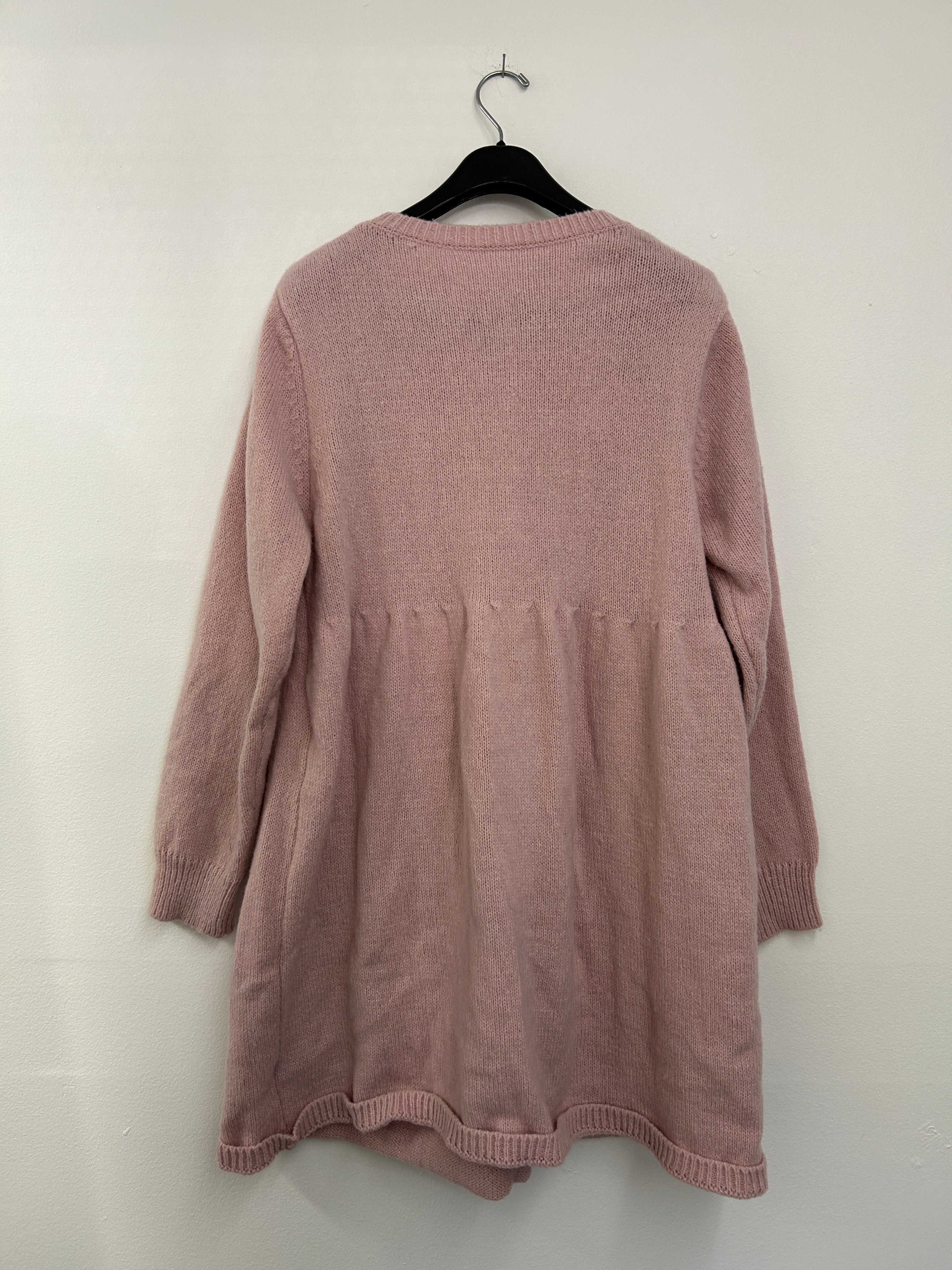 Robe tricot rose pâle à boutons