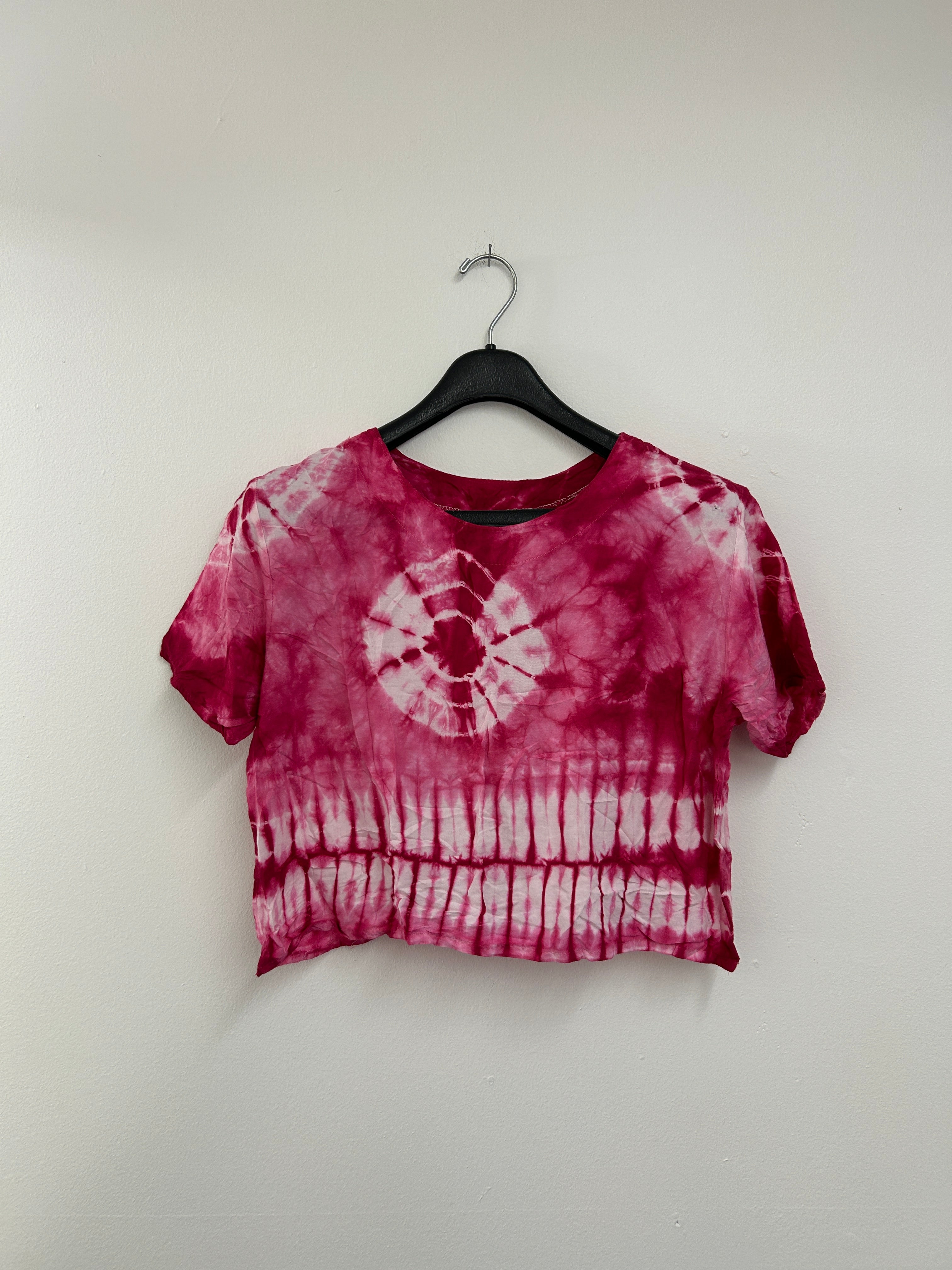 T-shirt tie-dye rose et blanc