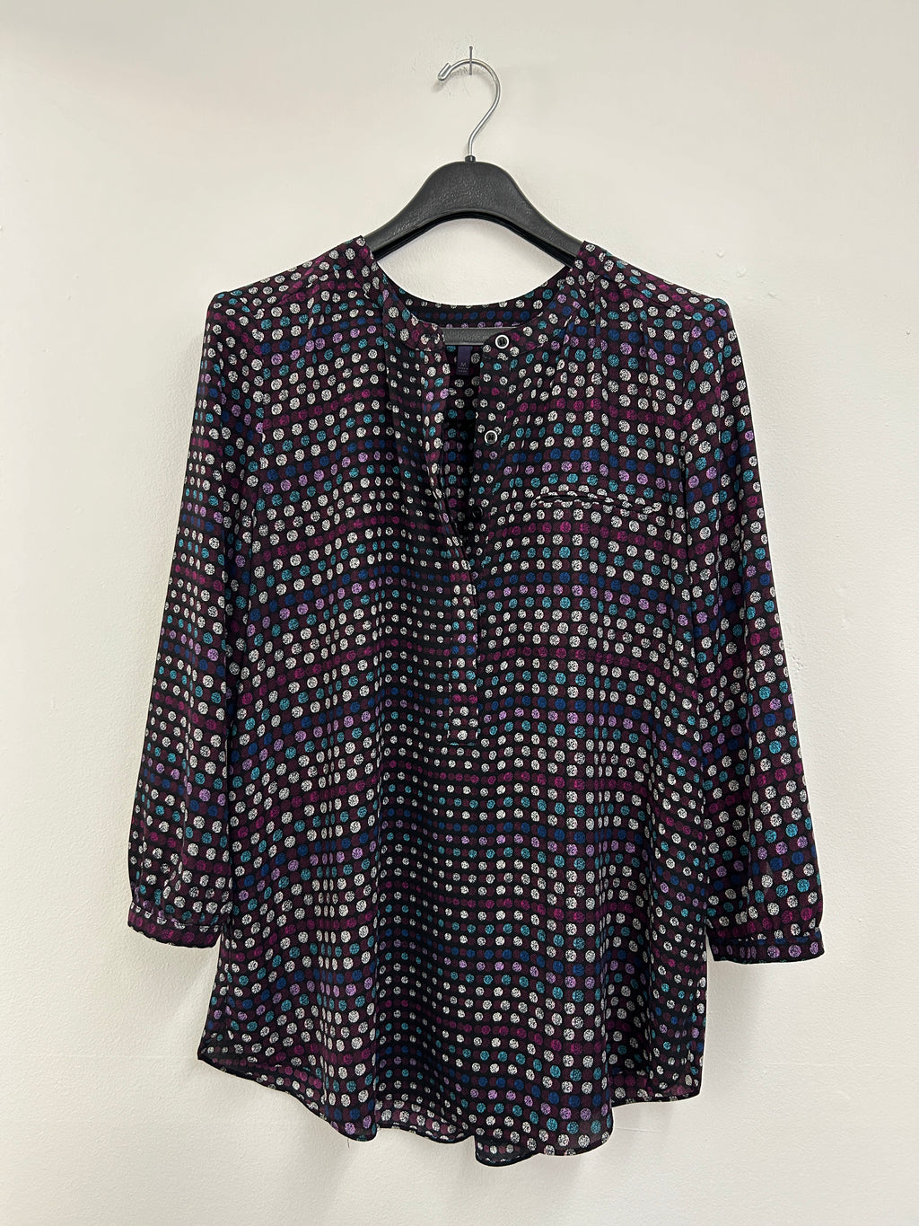 Blouse à pois colorés manches 3/4