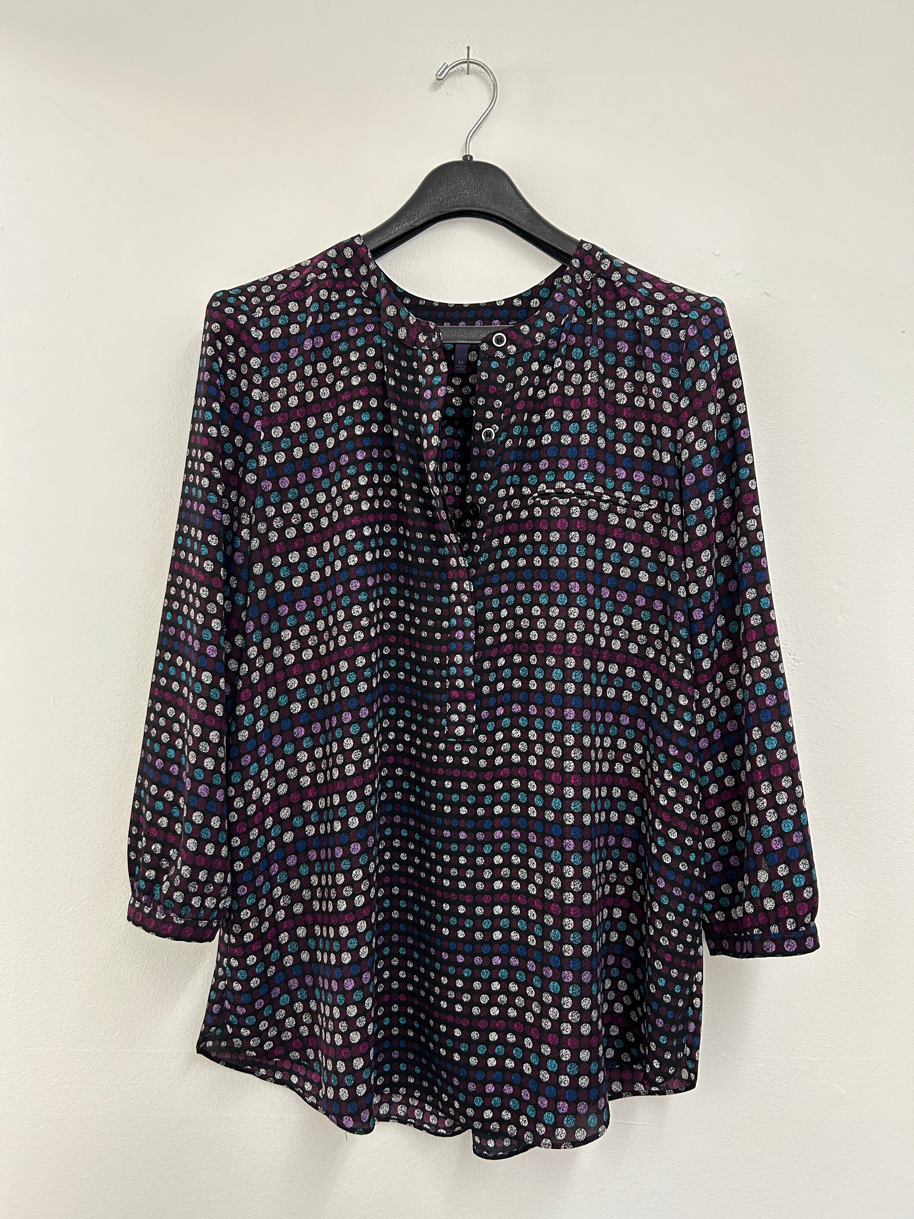 Blouse à pois colorés manches 3/4