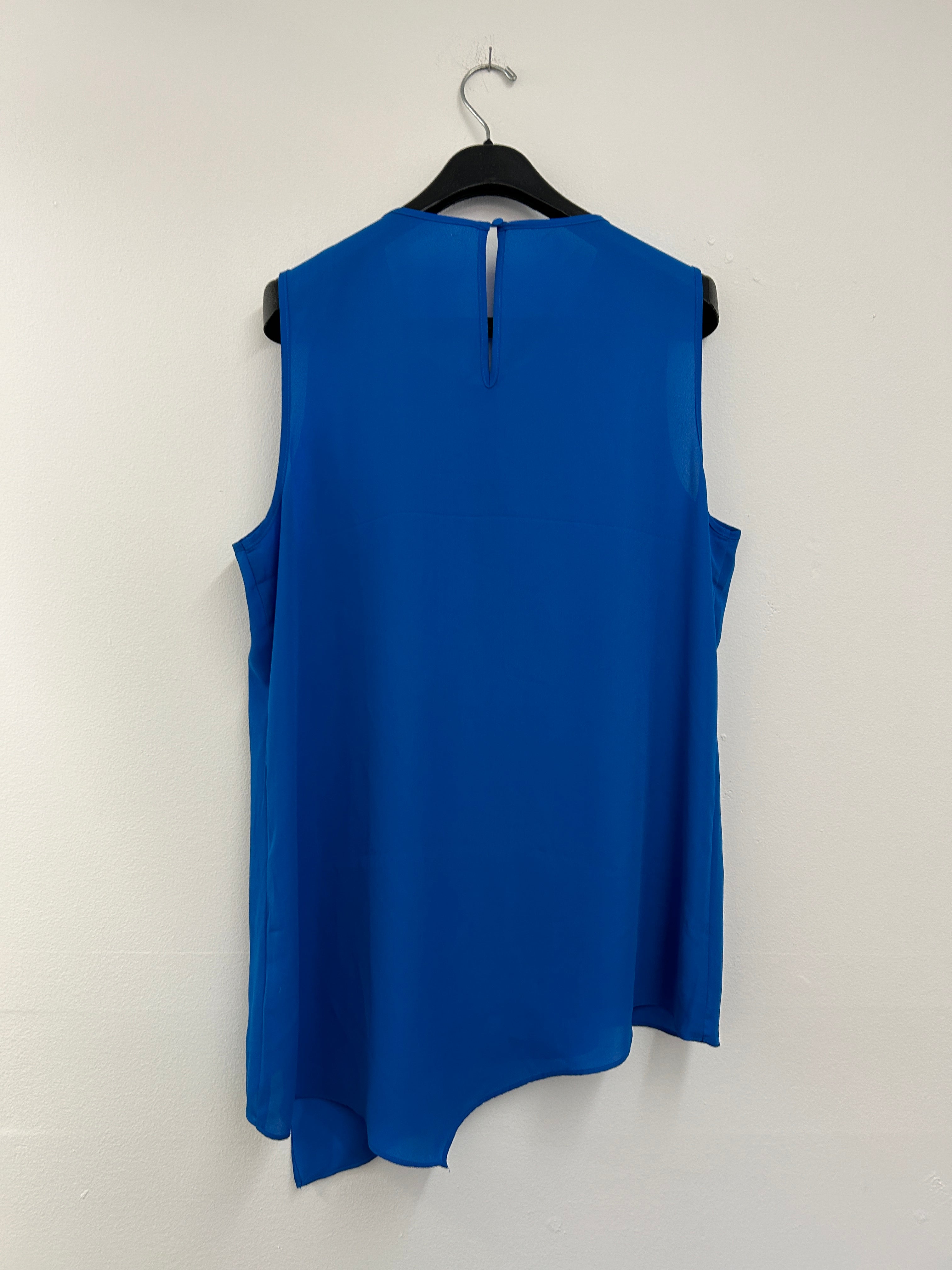 Blouse sans manches bleu royal asymétrique