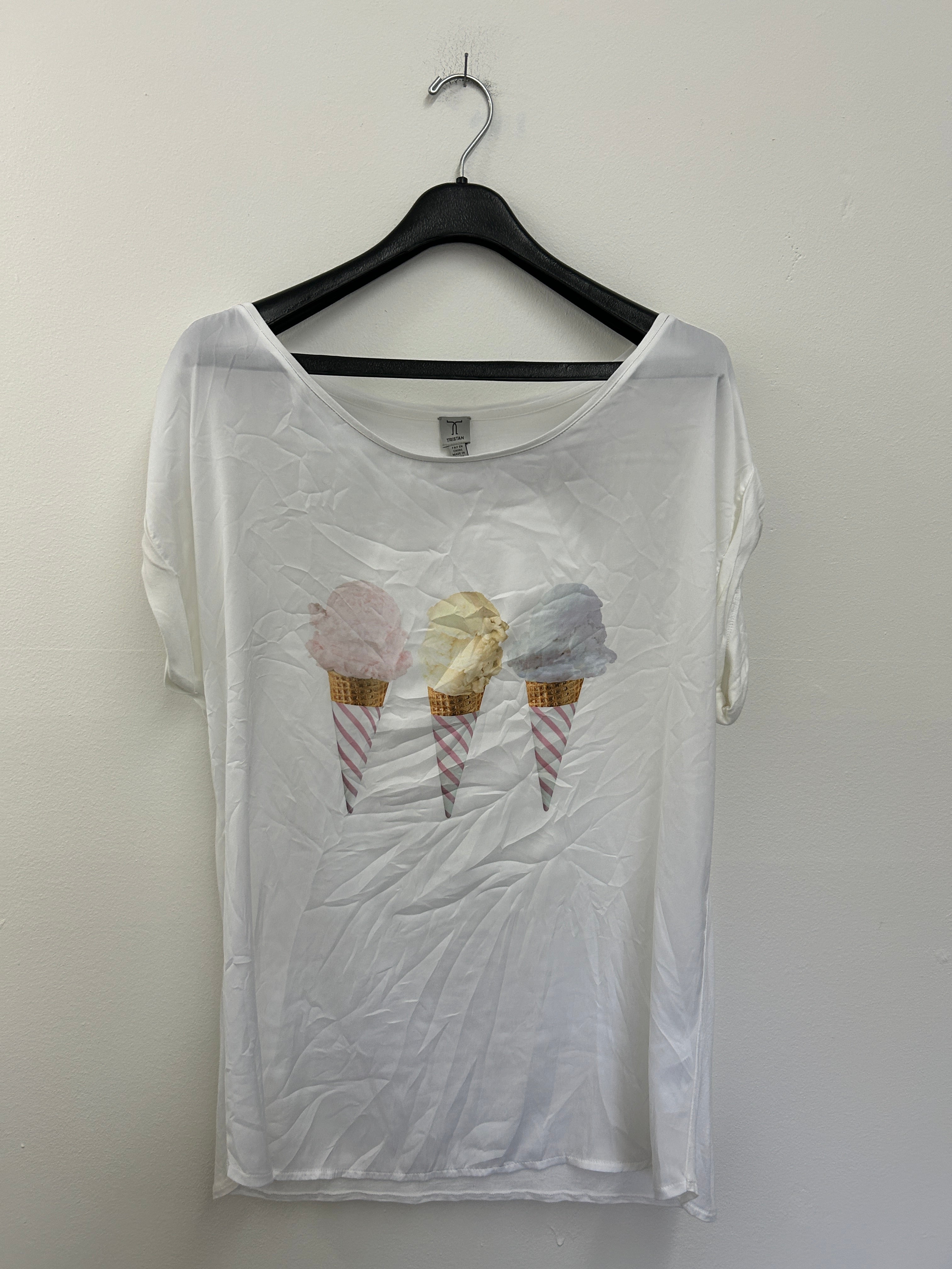 T-shirt blanc crème glacée – Tristan