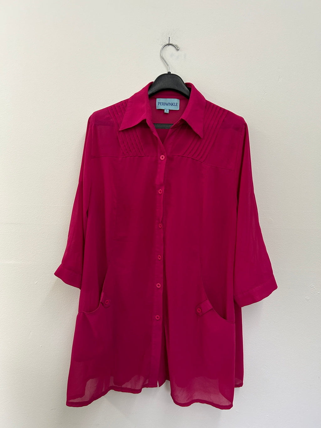 Chemisier fuchsia fluide à poches