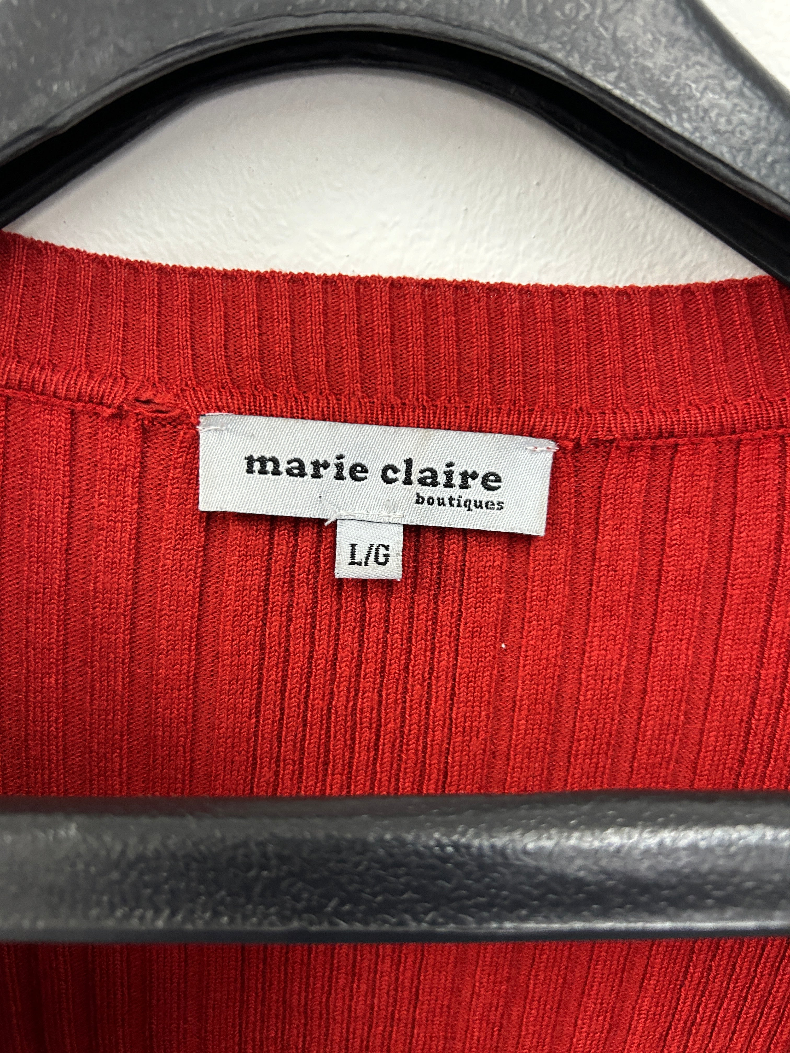 Chandail rouge côtelé à manches mi-longues