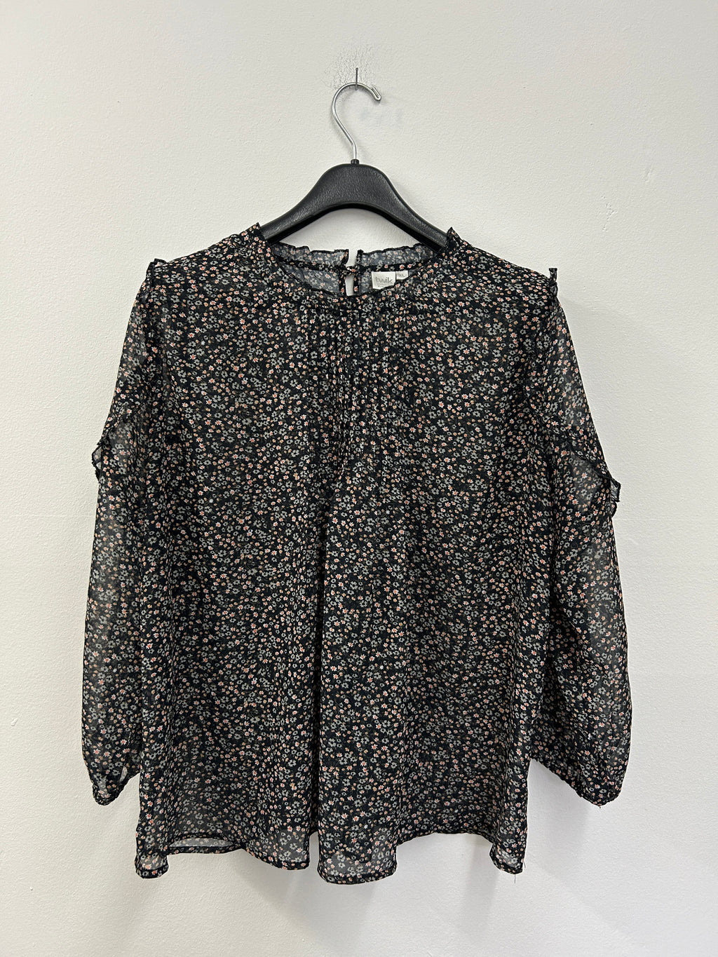 Blouse noire légère à petites fleurs – Twik