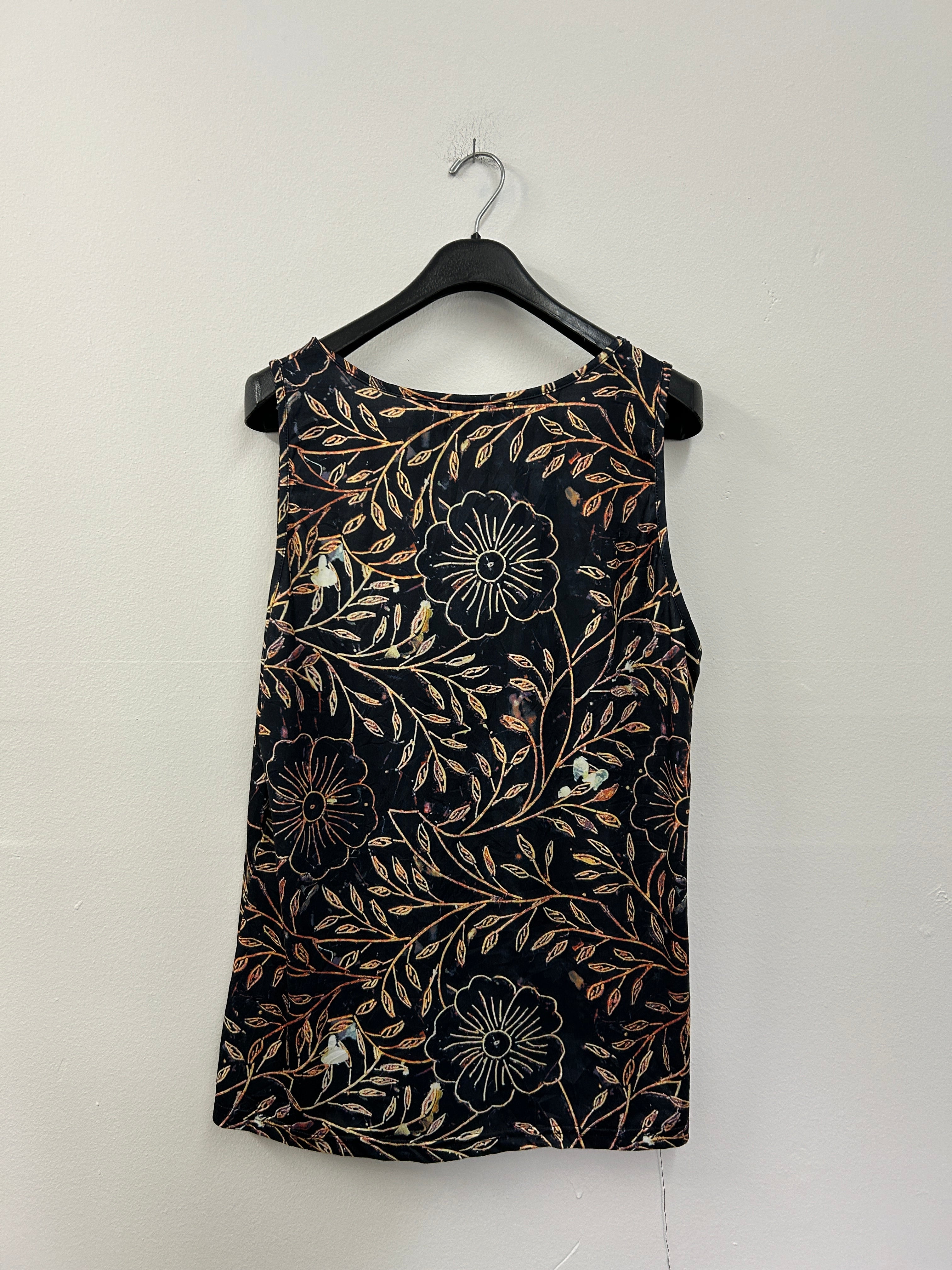 Camisole noire à motif floral doré