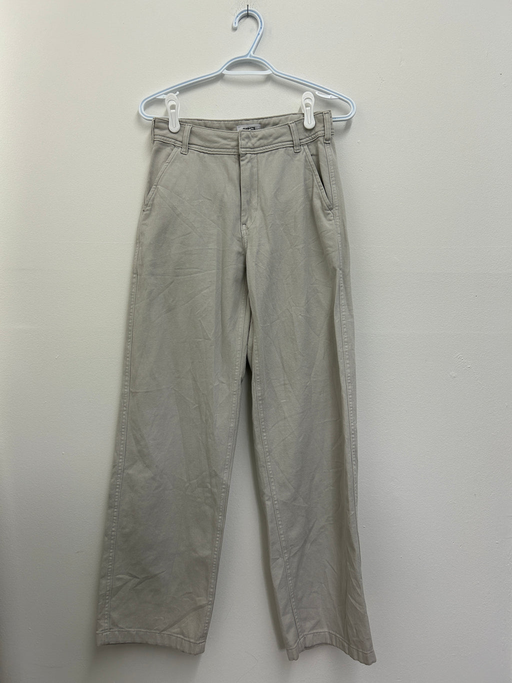 Pantalon beige droit en coton léger