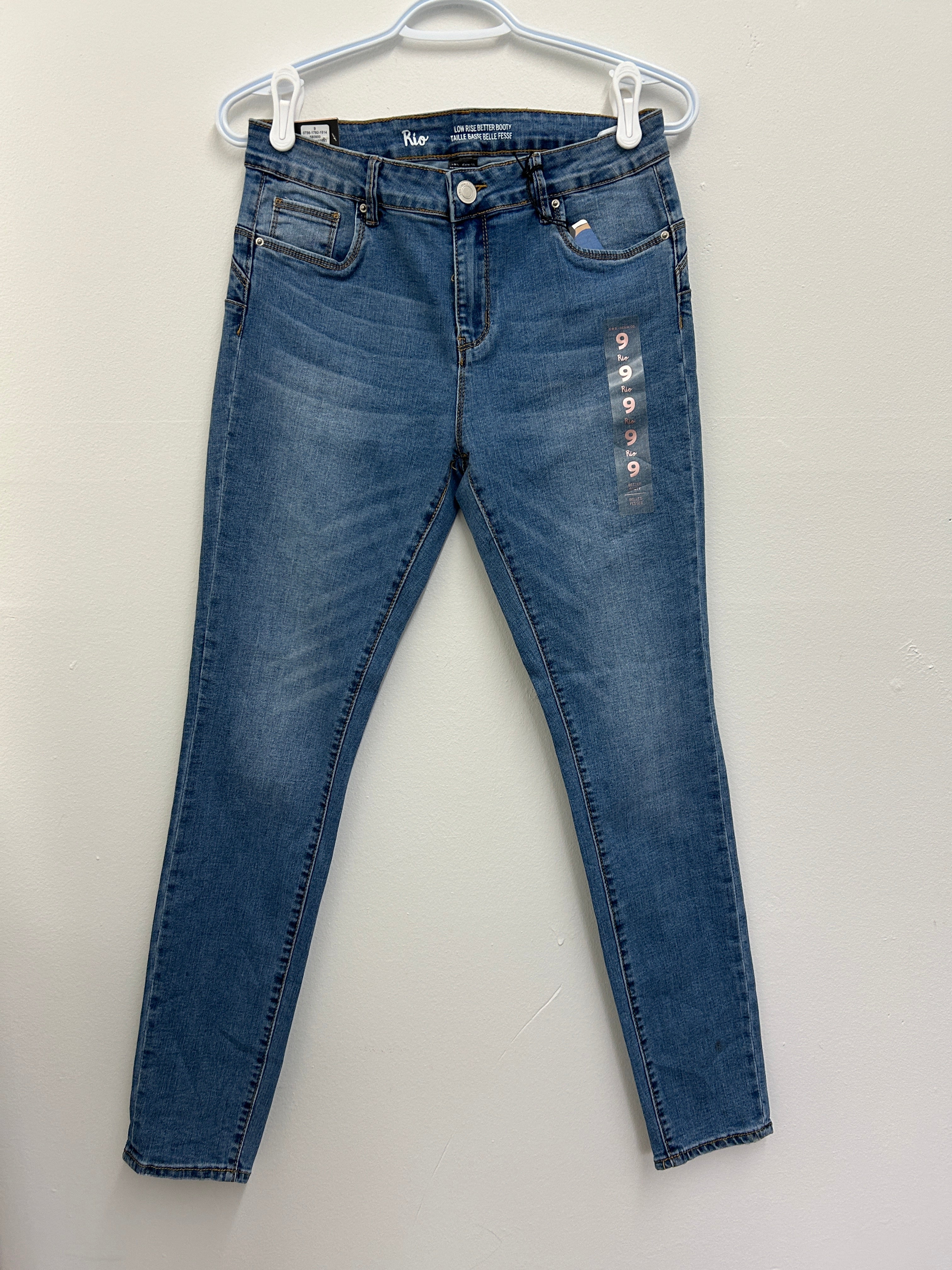 Jean bleu foncé coupe ajustée taille basse