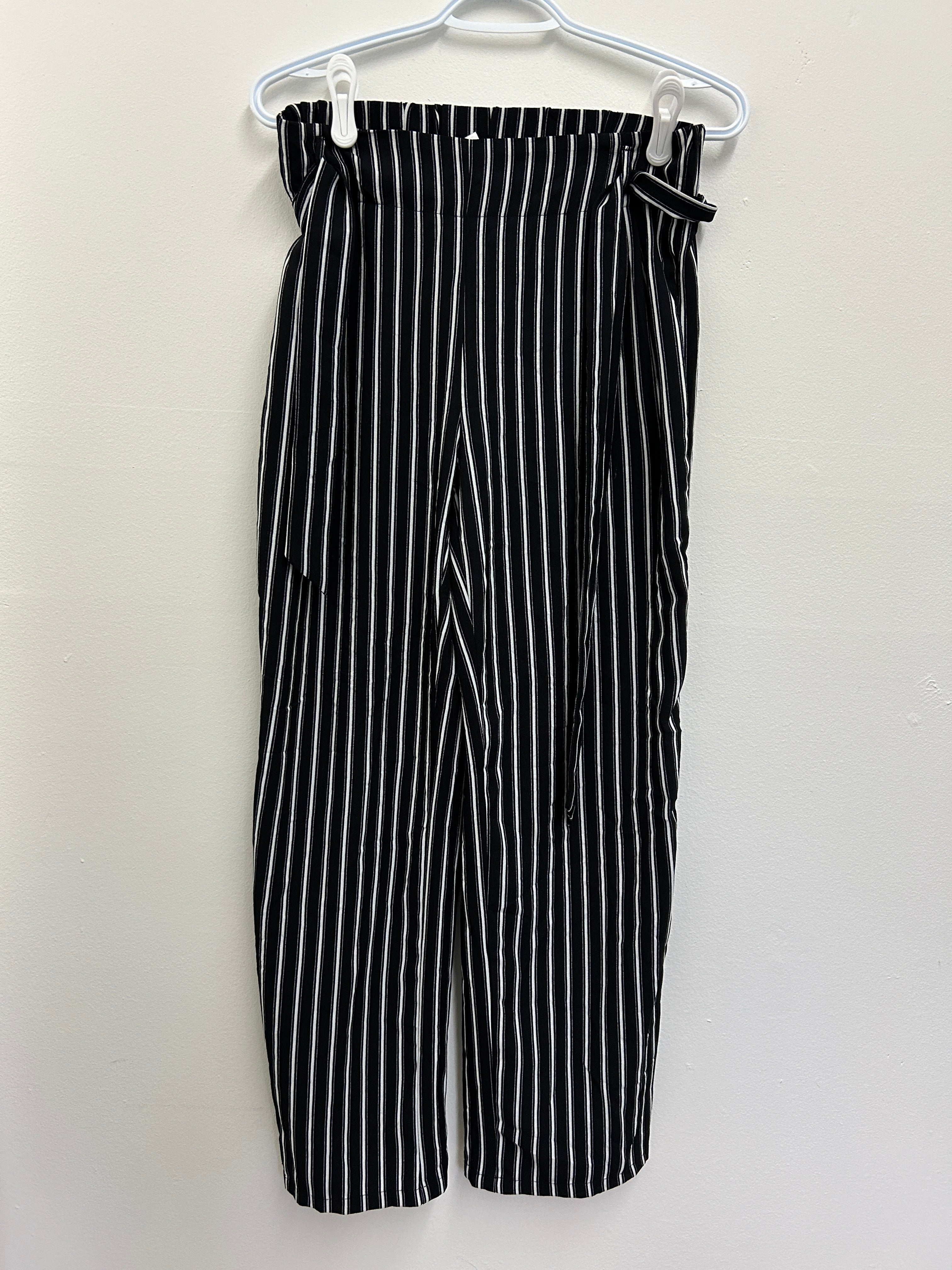 Pantalon louse à rayures noir et blanc avec rubans – San Francisco