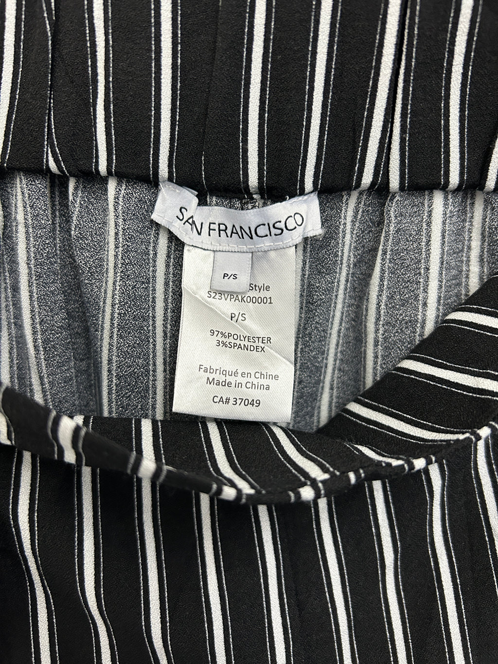 Pantalon louse à rayures noir et blanc avec rubans – San Francisco