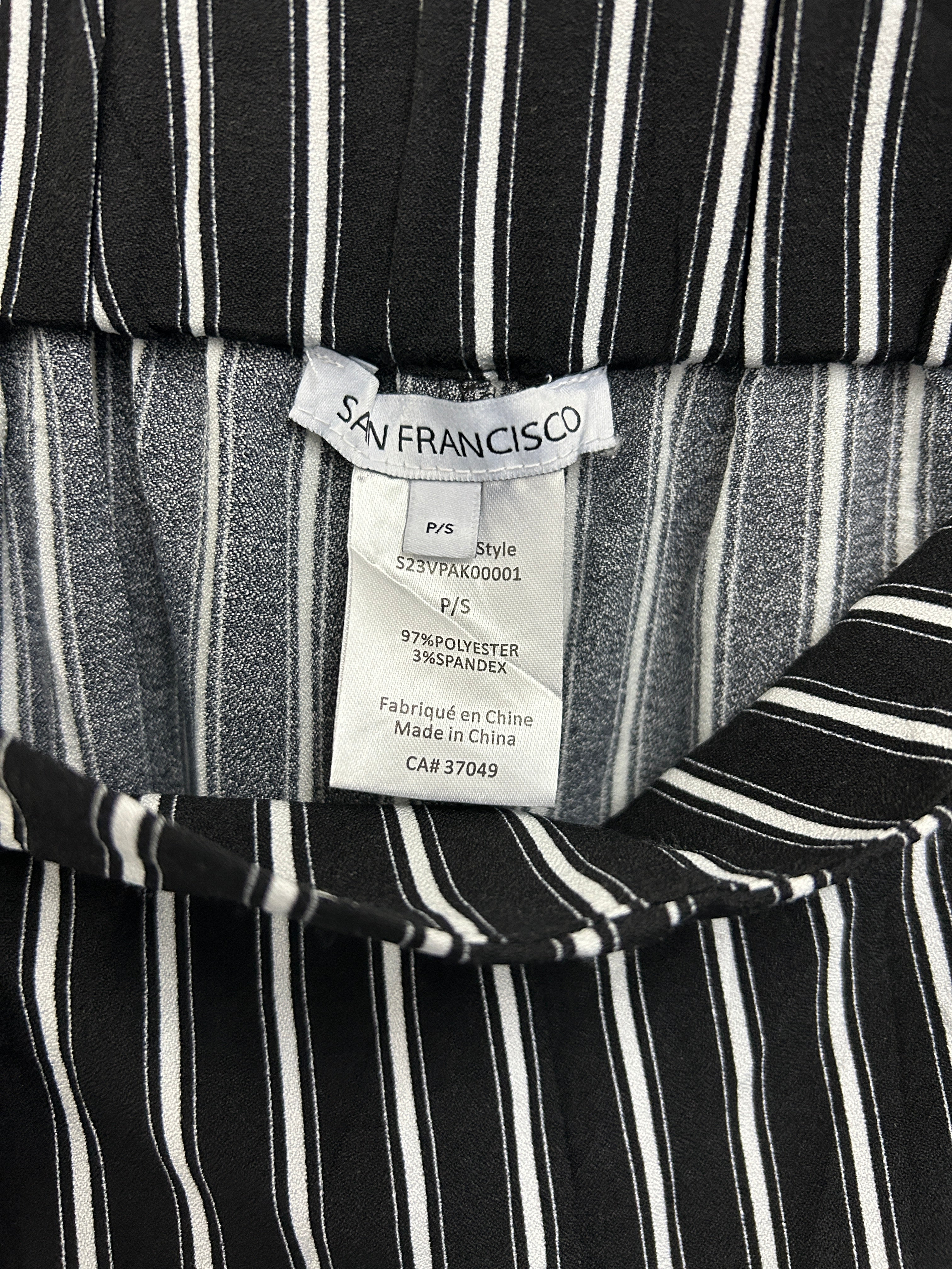 Pantalon louse à rayures noir et blanc avec rubans – San Francisco