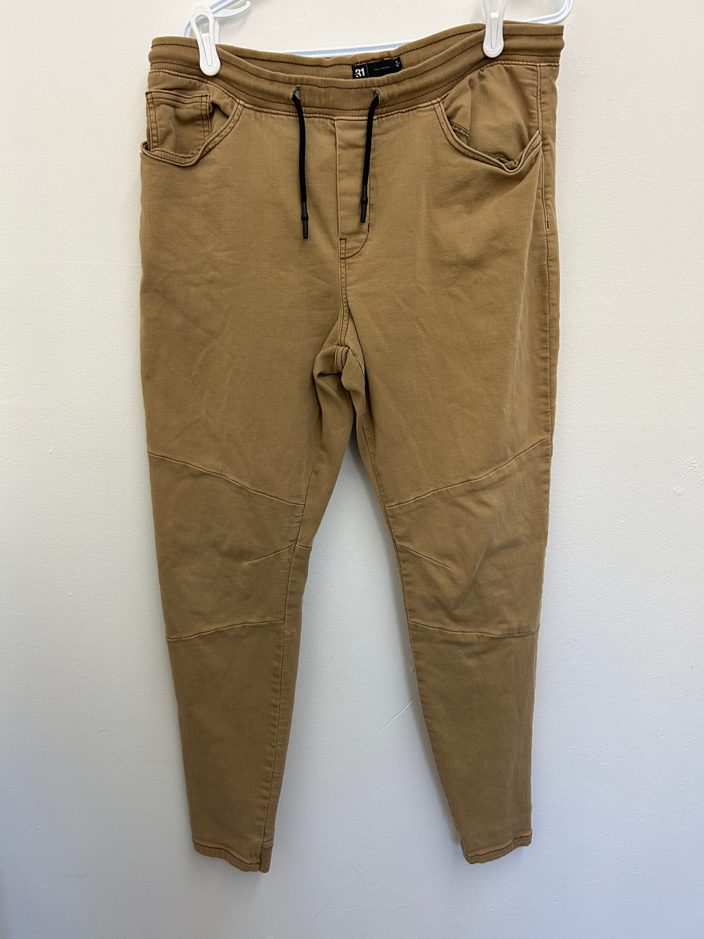 Pantalon jogger camel – Taille élastique, cordon noir, style urbain