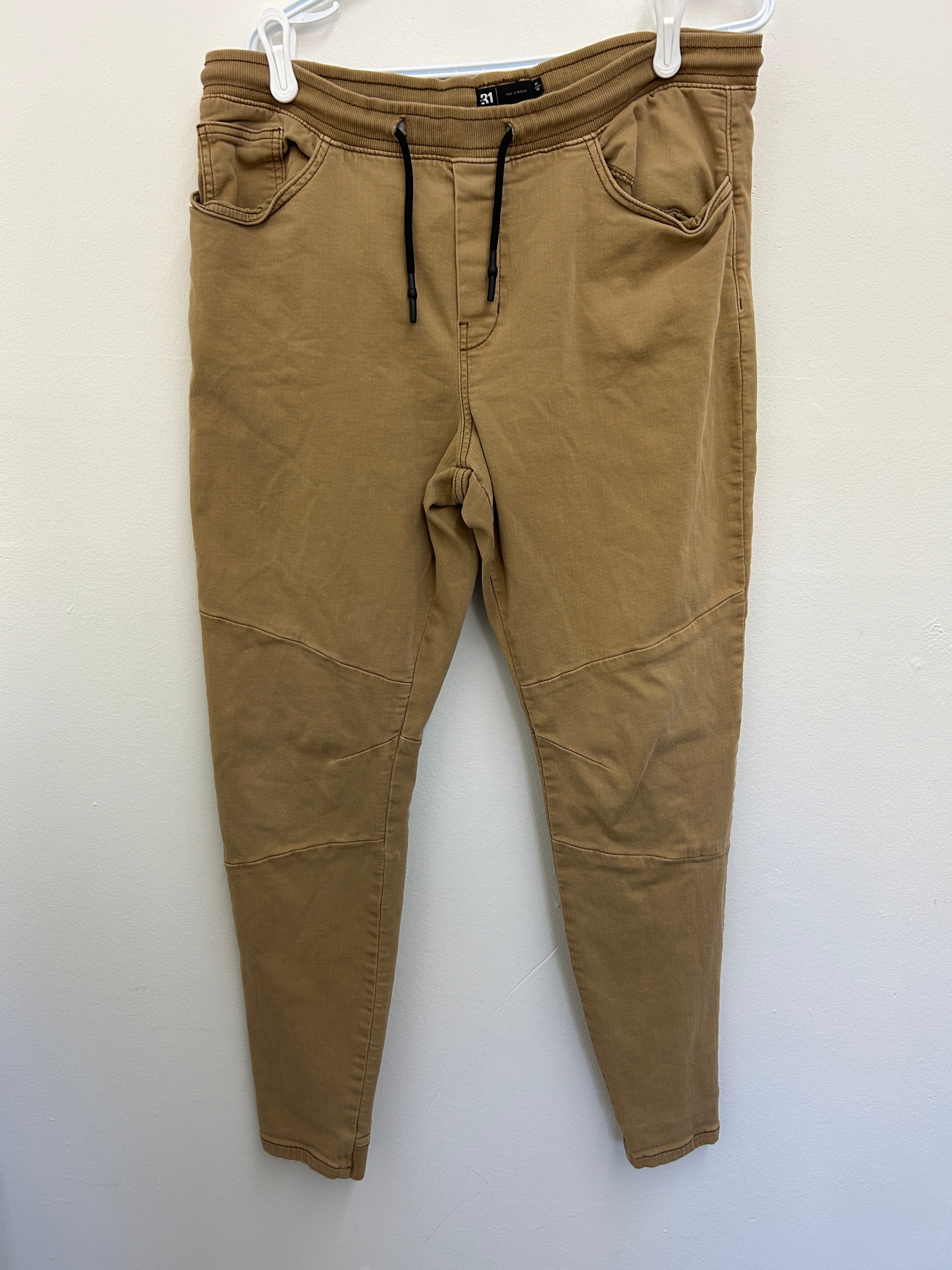 Pantalon jogger camel – Taille élastique, cordon noir, style urbain
