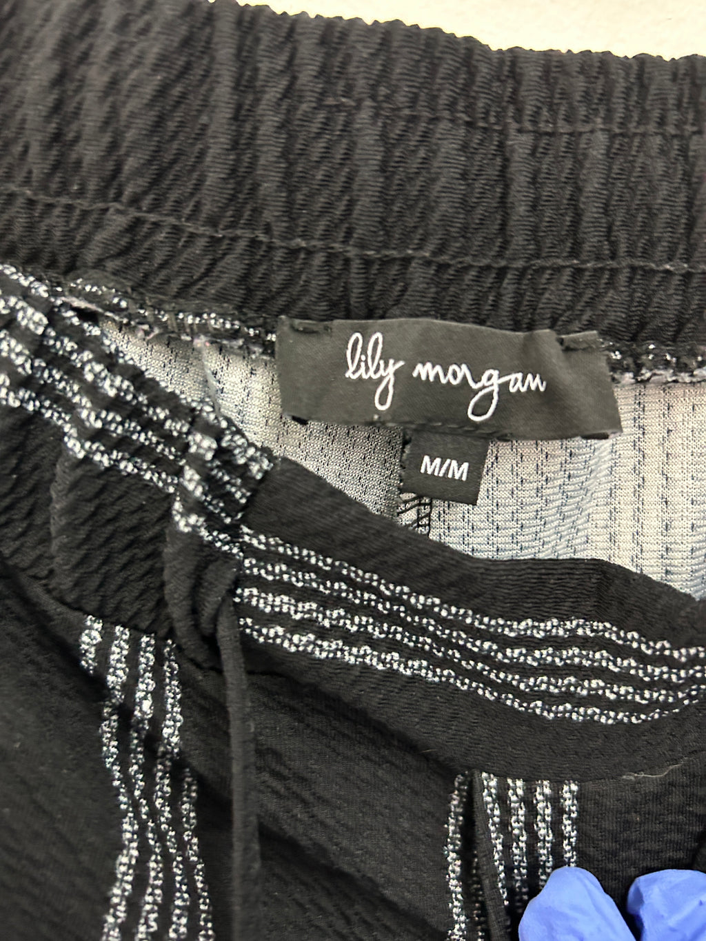 Lily Morgan | Pantalon rayé noir à cordon