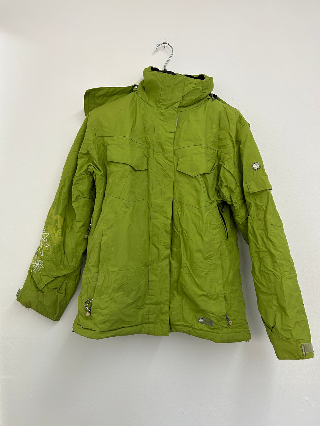 Liquid | Manteau vert avec capuchon amovible – respirant et coupe-vent