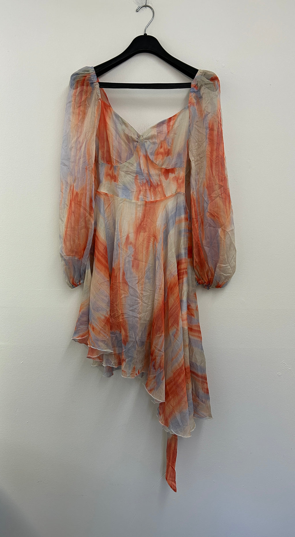 Robe légère à manches bouffantes multicolore – effet aquarelle