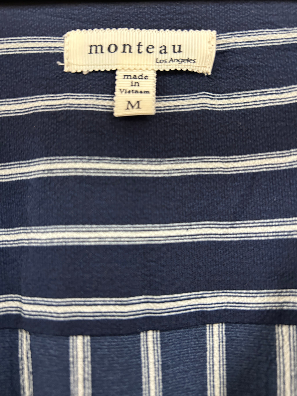 Robe portefeuille rayée bleu marine – Monteau