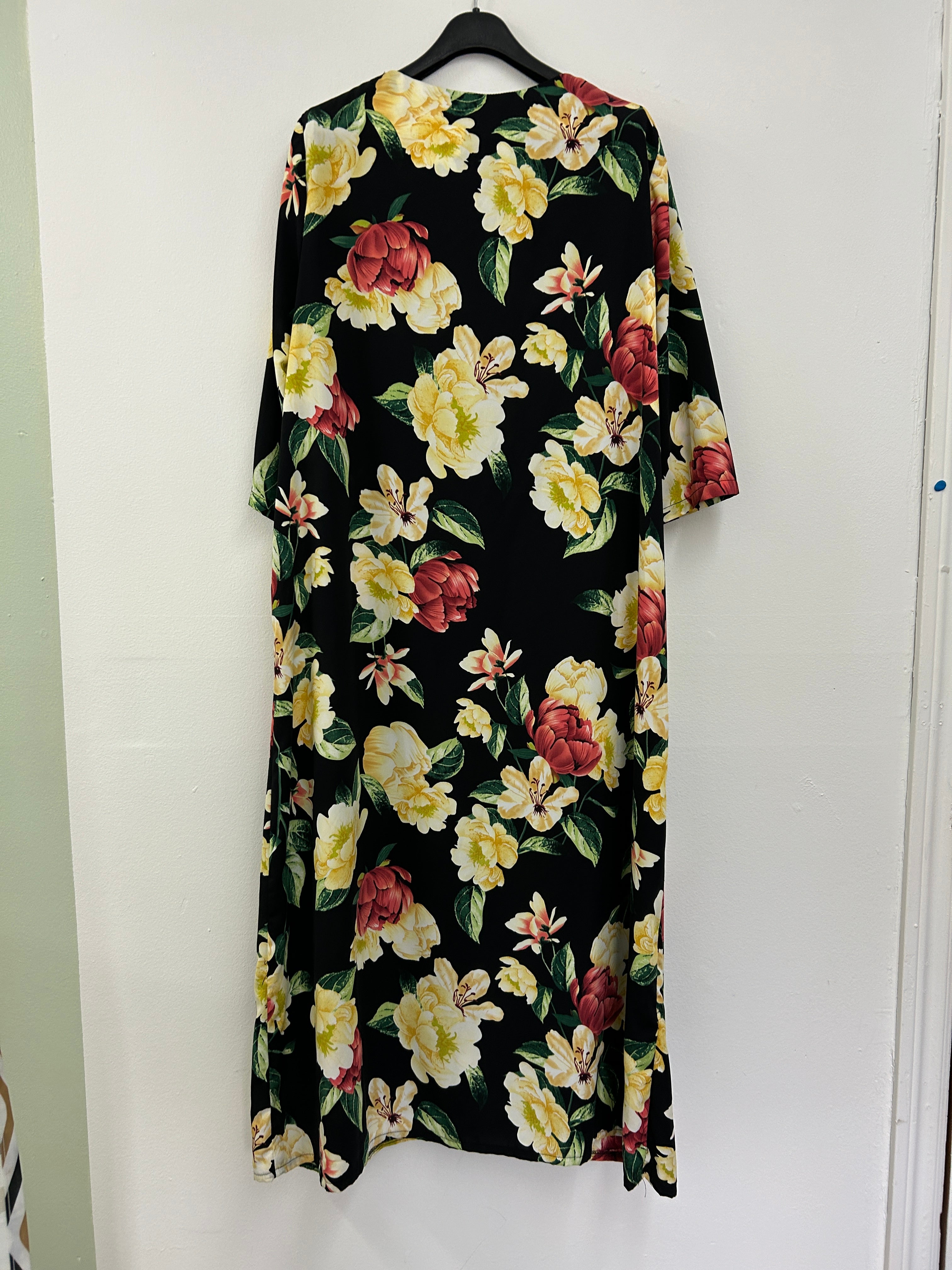Robe longue florale à fermeture éclair