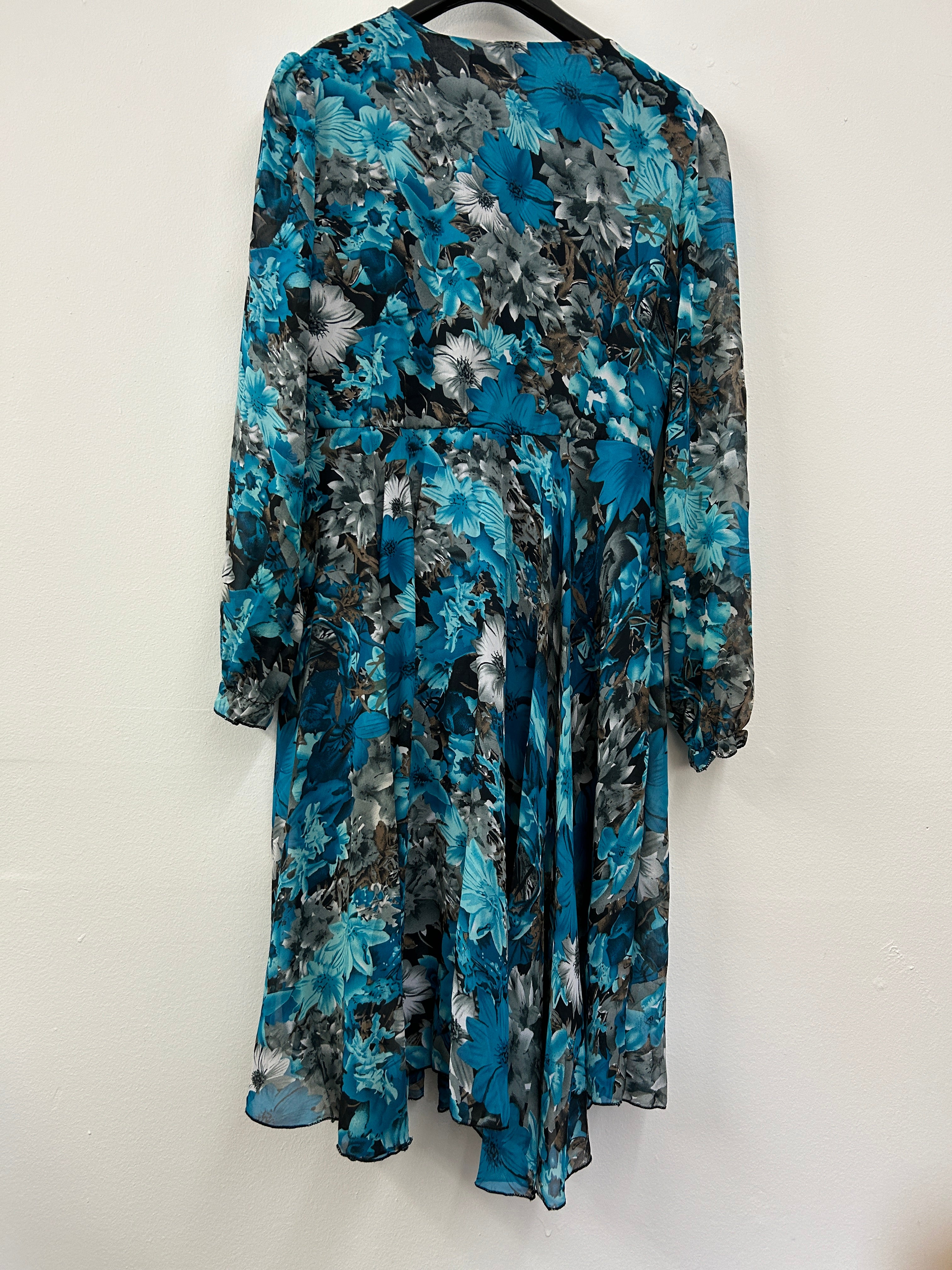 Robe midi fluide à fleurs bleues