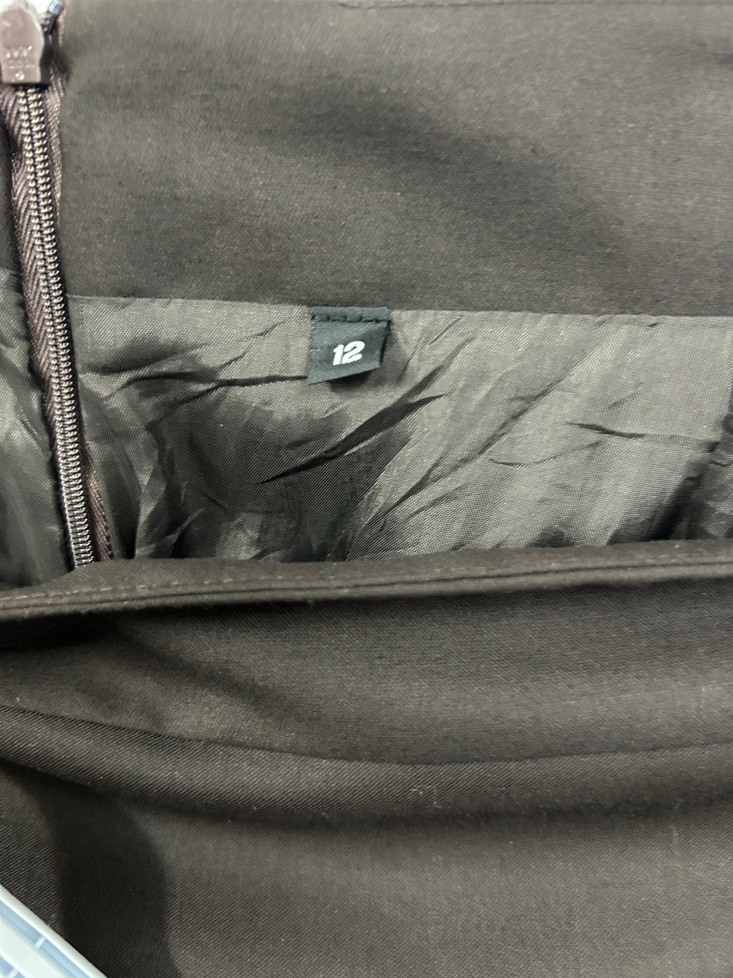 Jupe droite chocolat unie – Sans marque