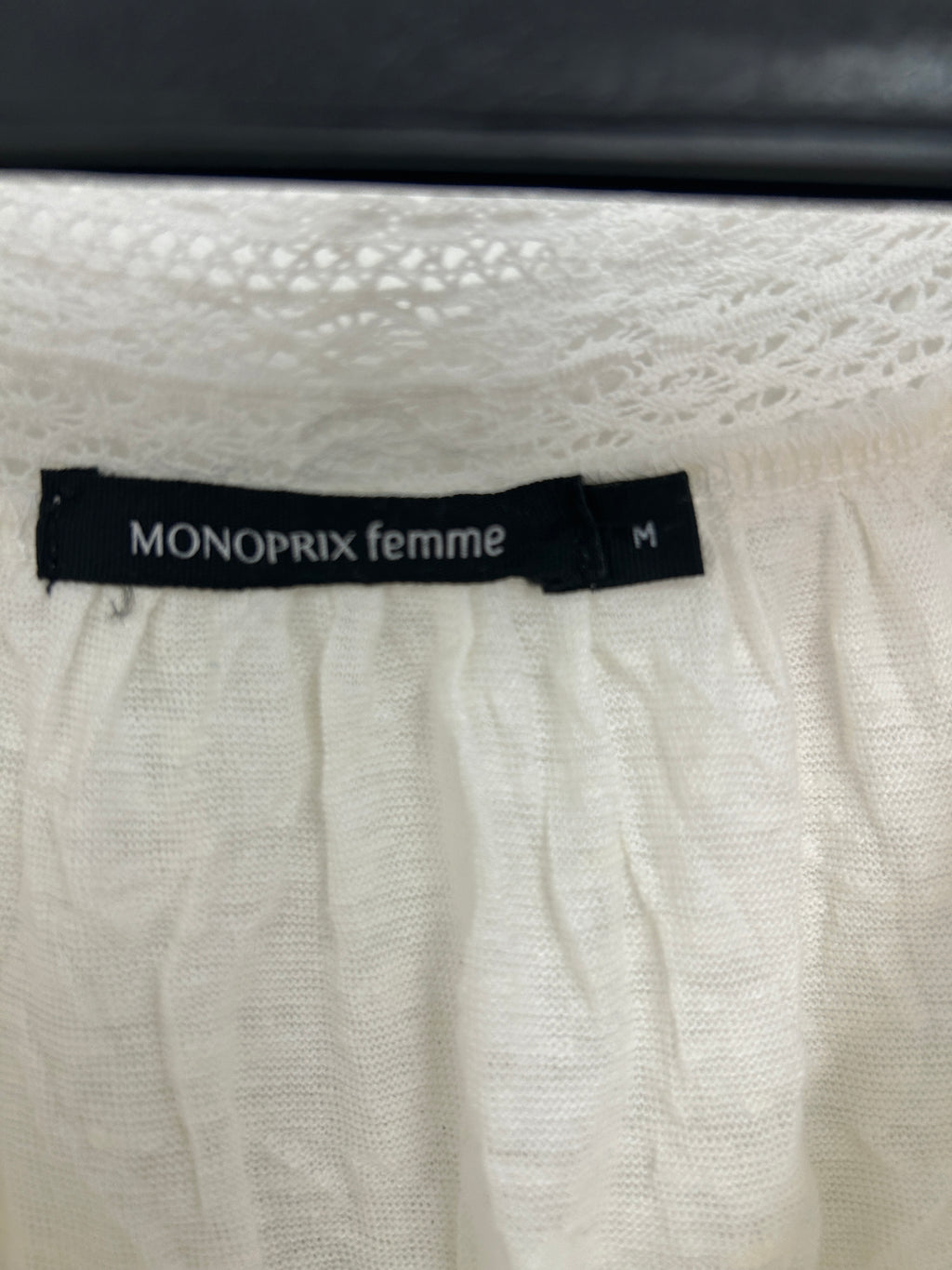 Haut blanc à col carré en dentelle – Monoprix Femme
