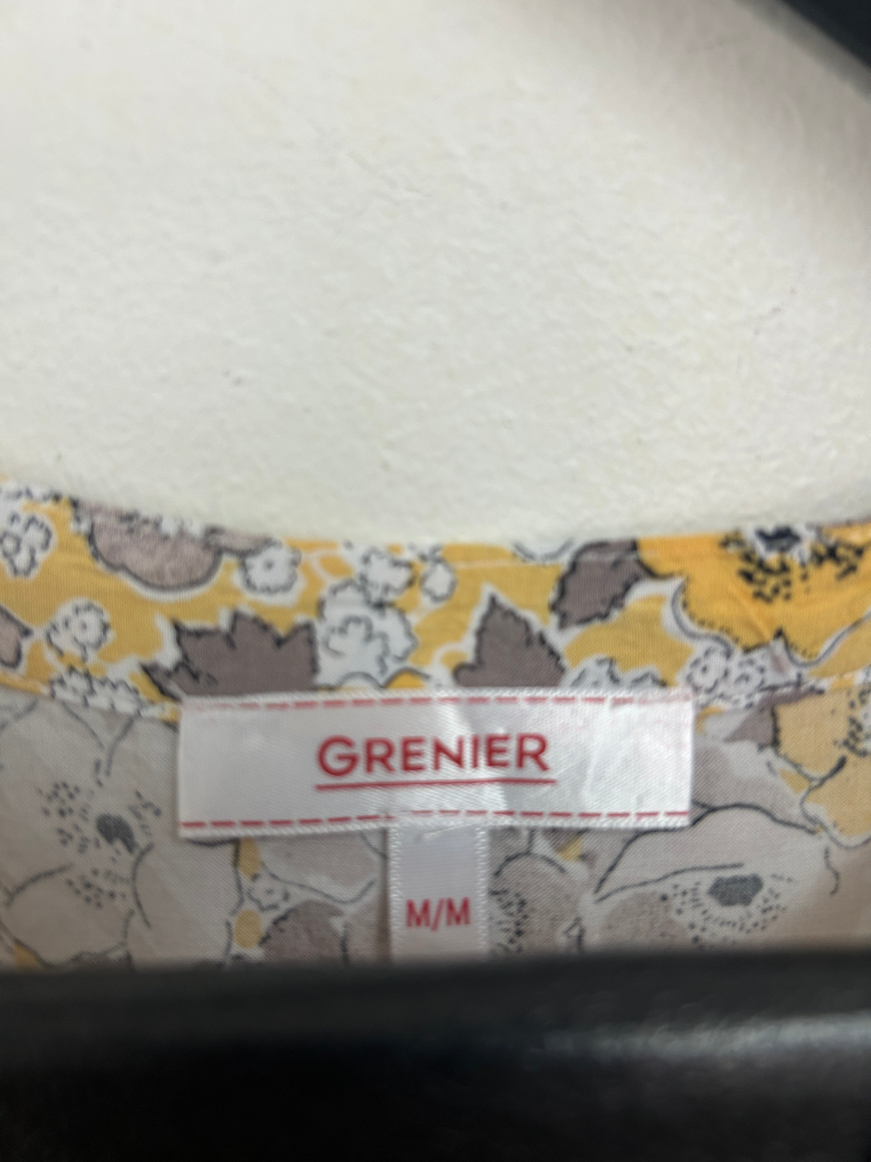 Blouse fleurie jaune et grise – Grenier