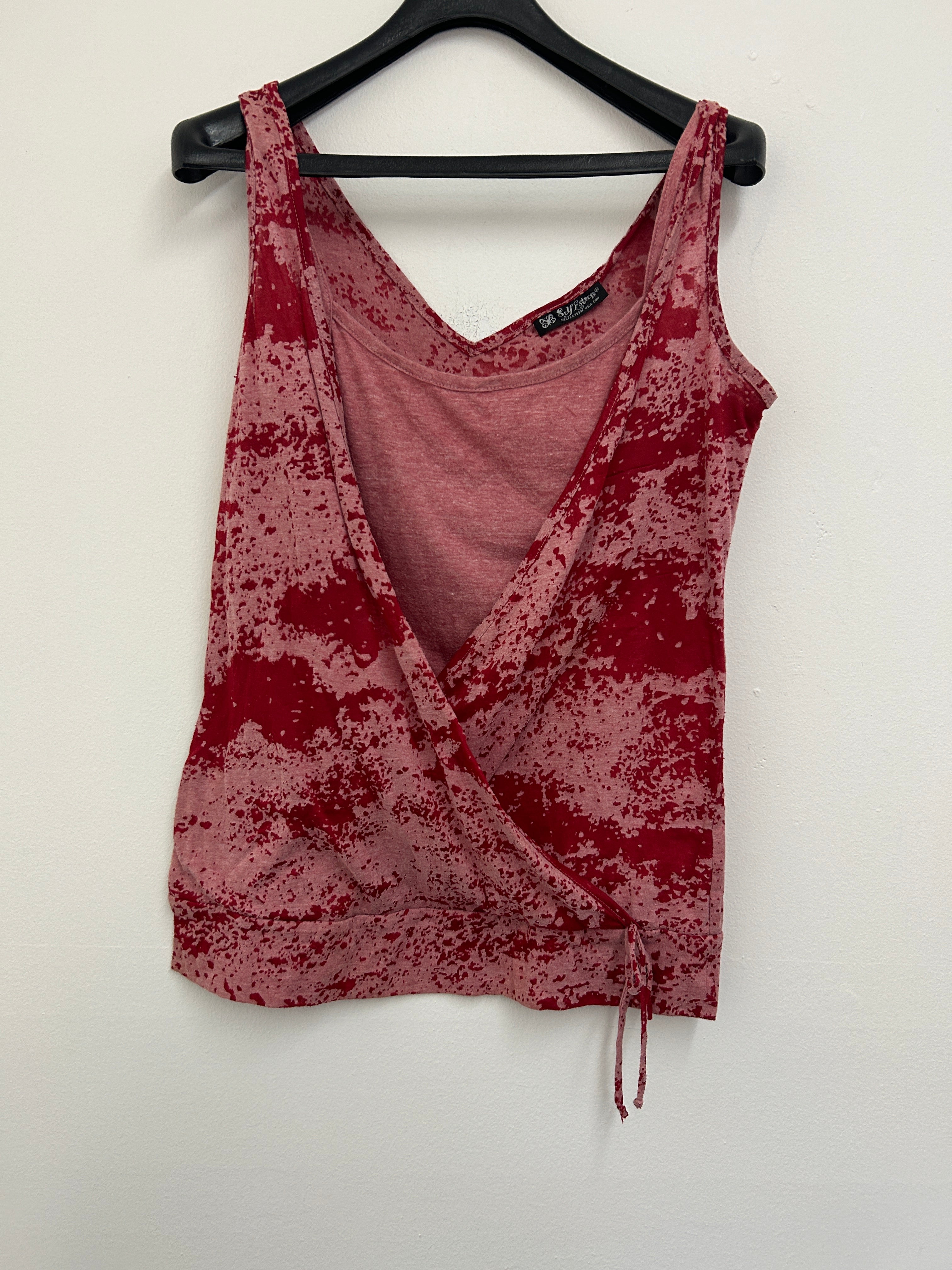 Camisole double couche rose et rouge