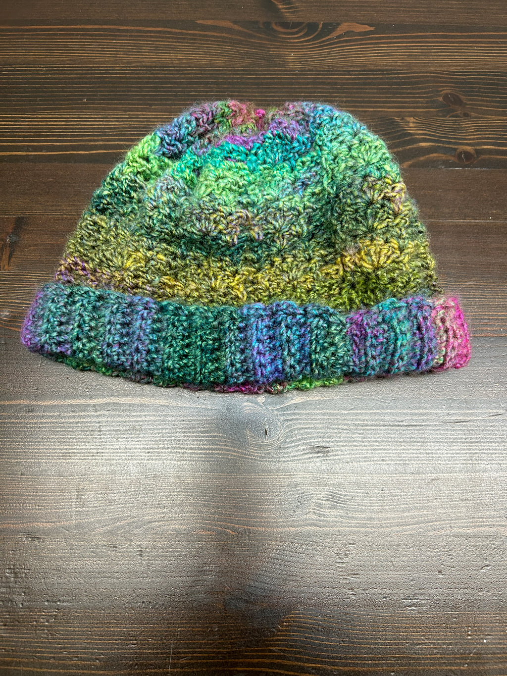 Tuque tricotée multicolore — Fait main