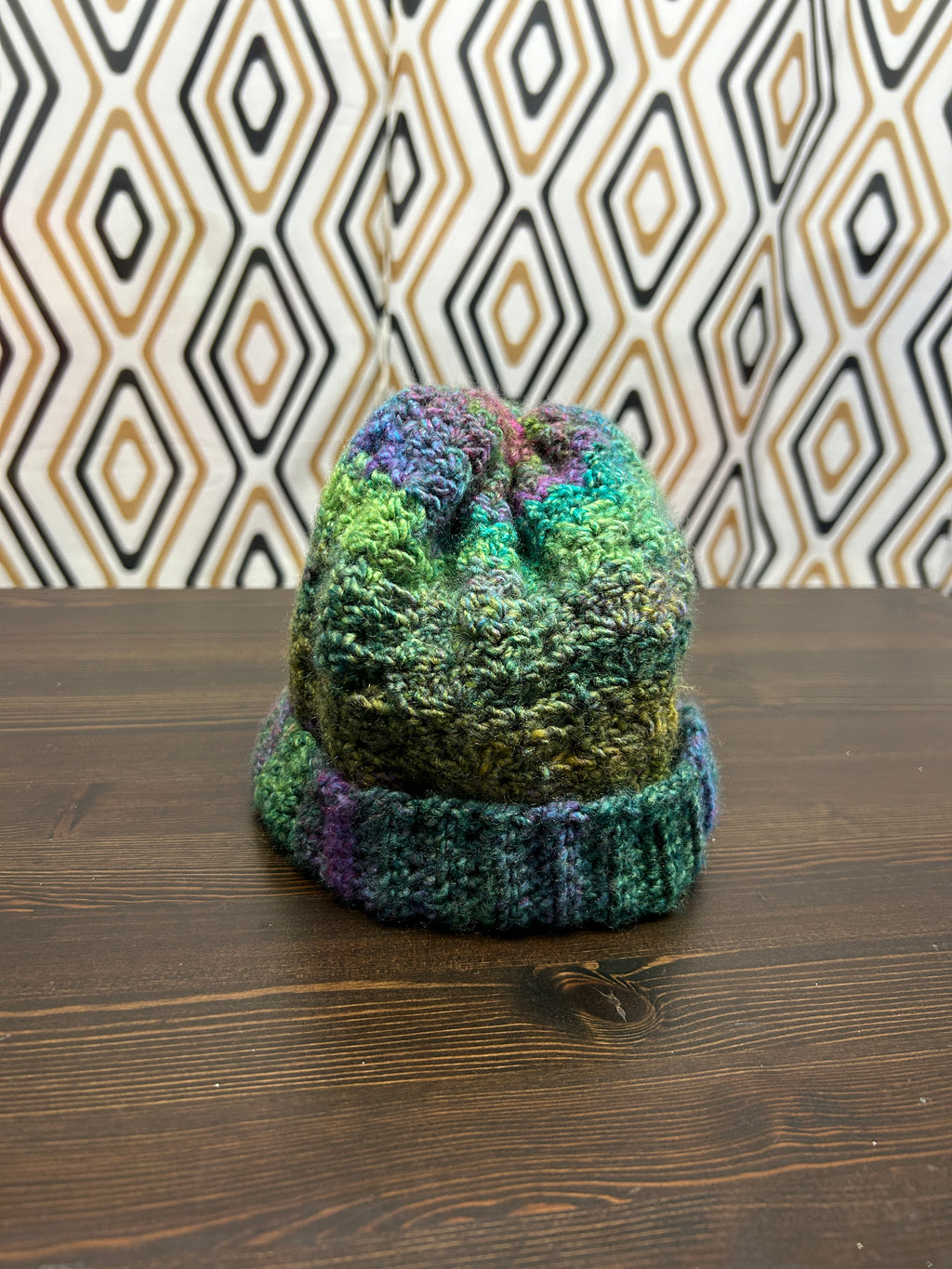 Tuque tricotée multicolore — Fait main