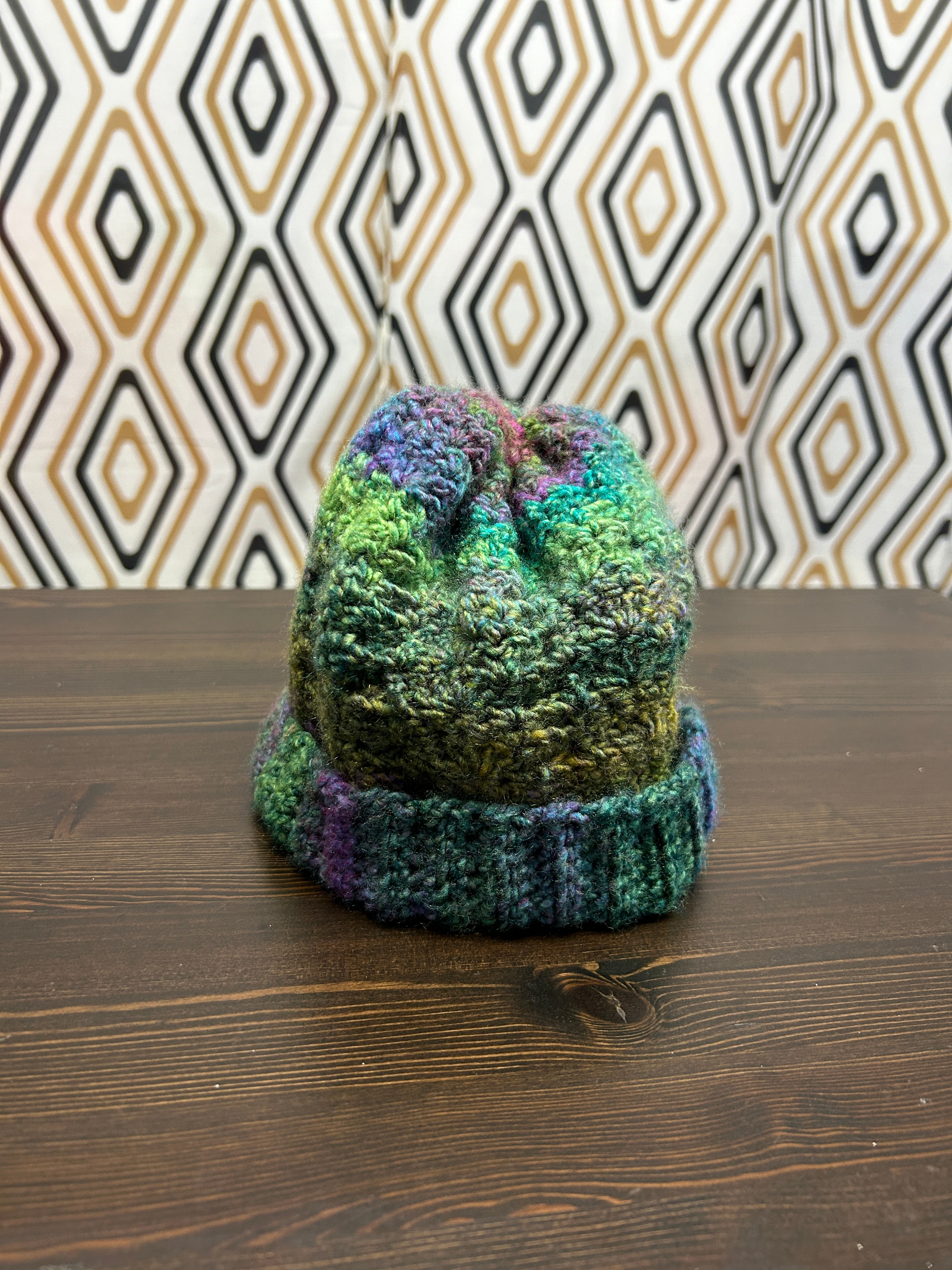 Tuque tricotée multicolore — Fait main