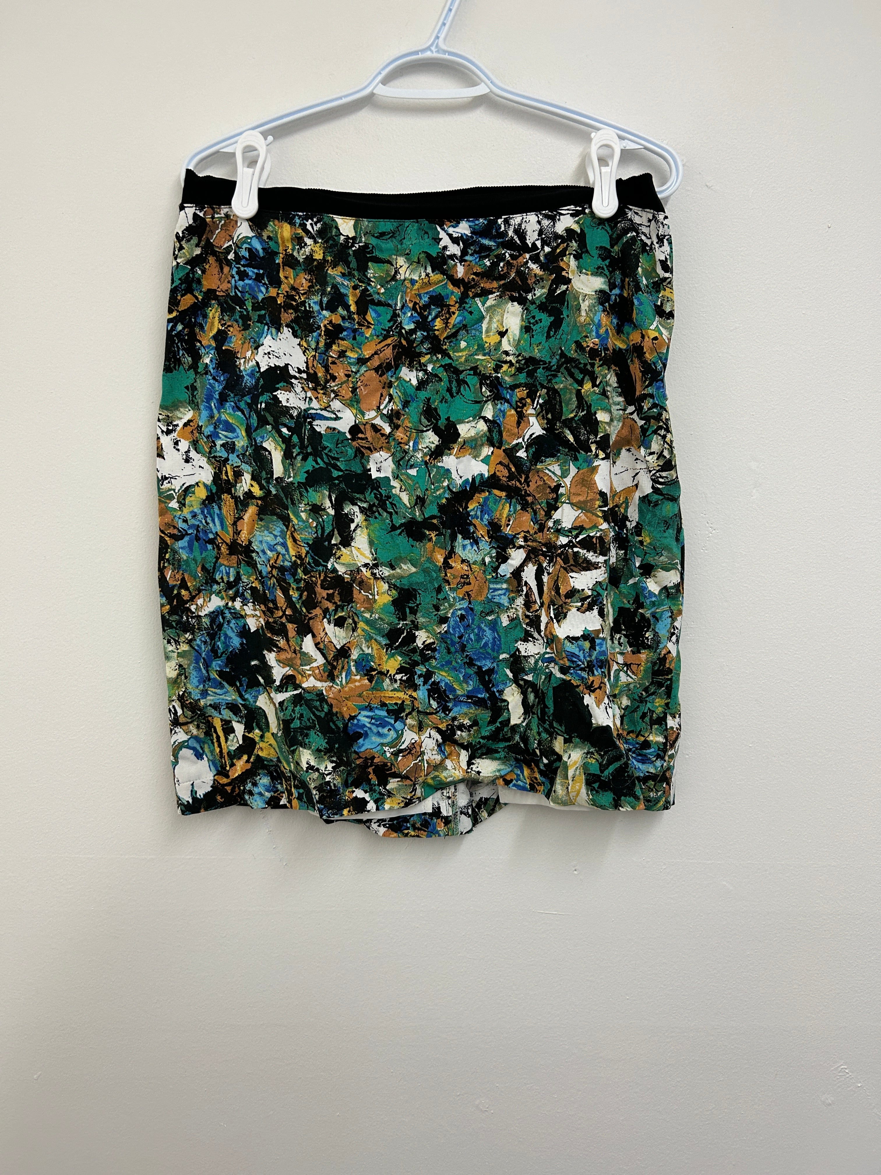 Jupe à imprimé abstrait vert et brun — Tristan