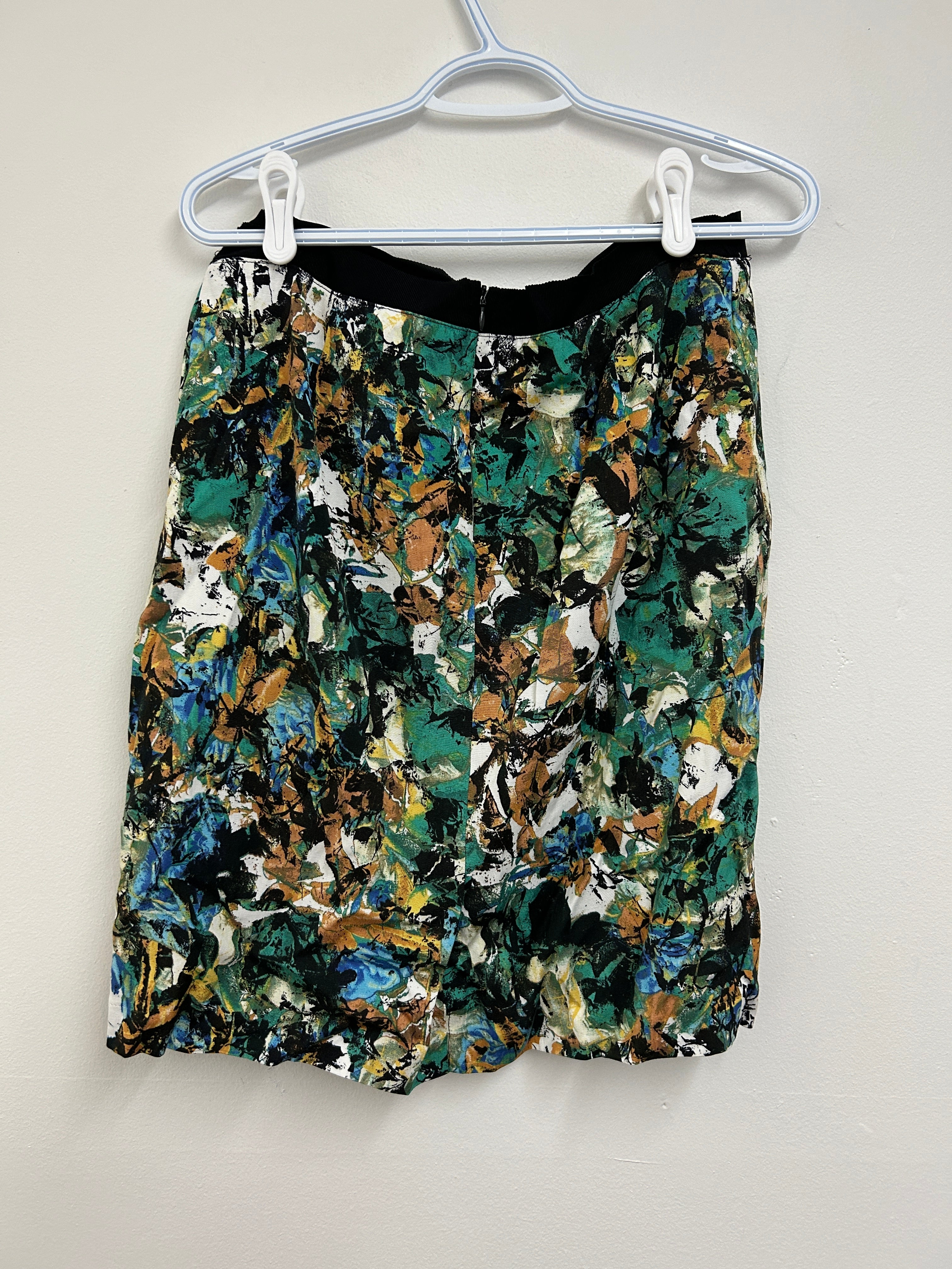 Jupe à imprimé abstrait vert et brun — Tristan