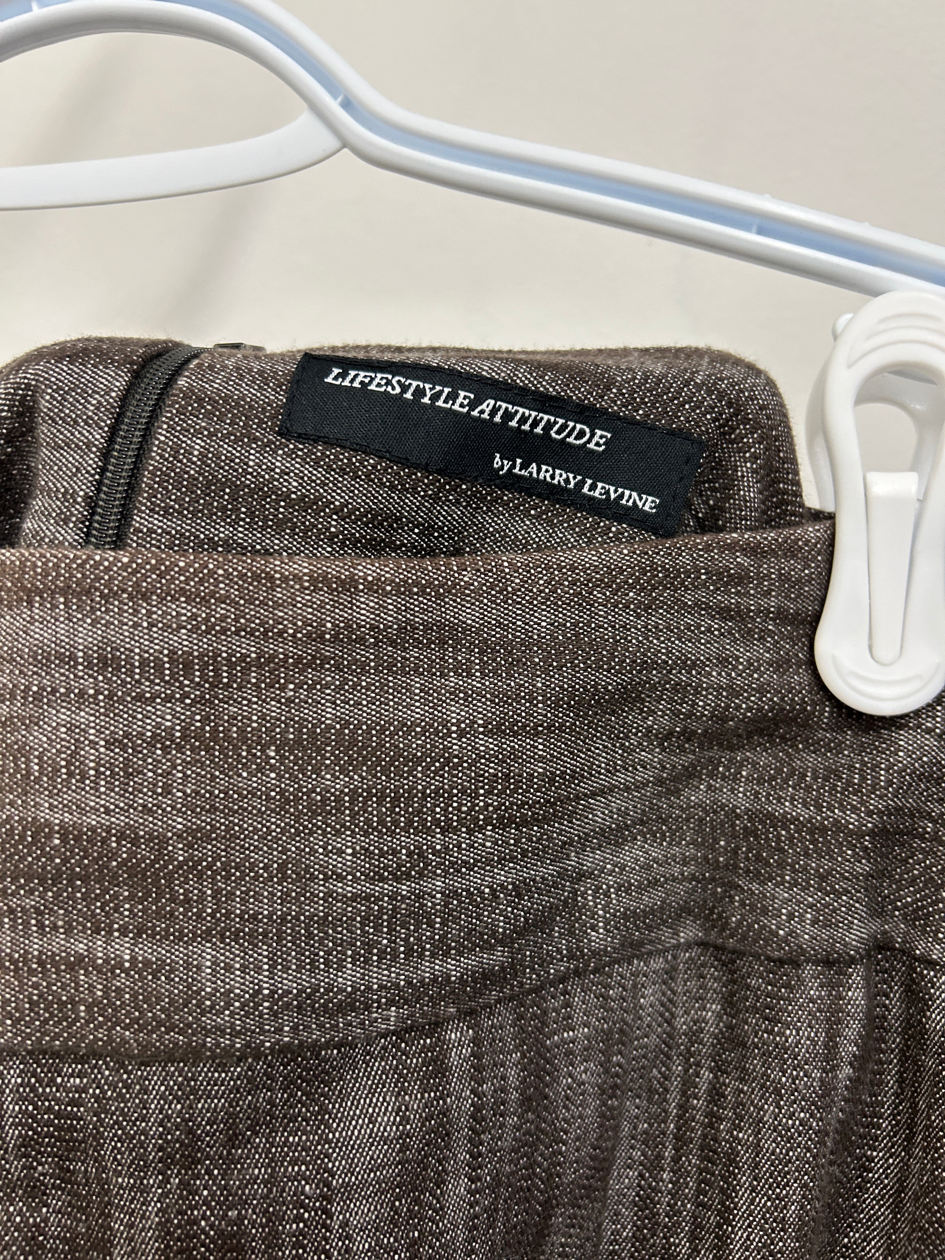 Jupe droite brun texturé — Lifestyle Attitude de Larry Levine