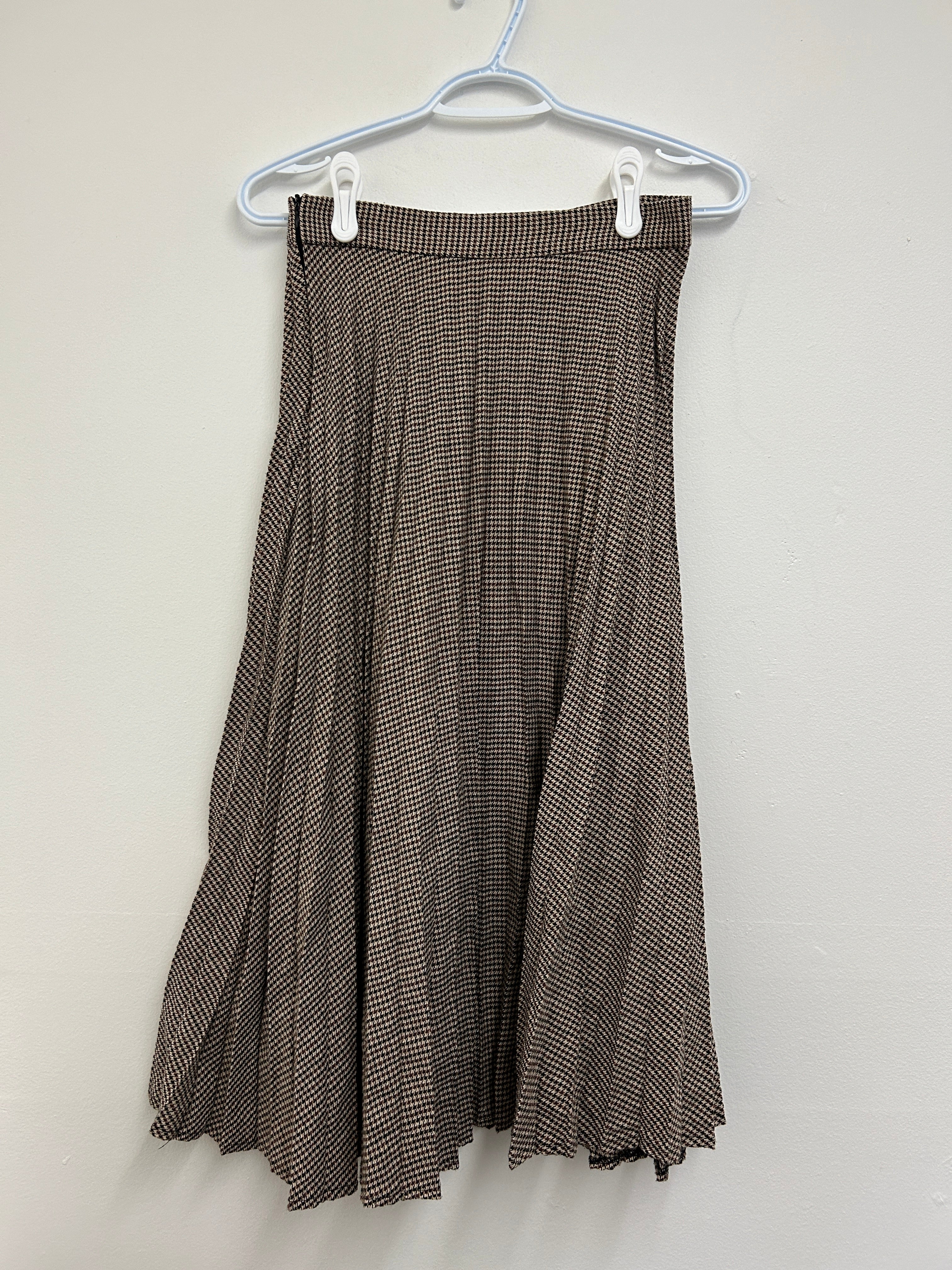 Jupe plissée à motif pied-de-poule