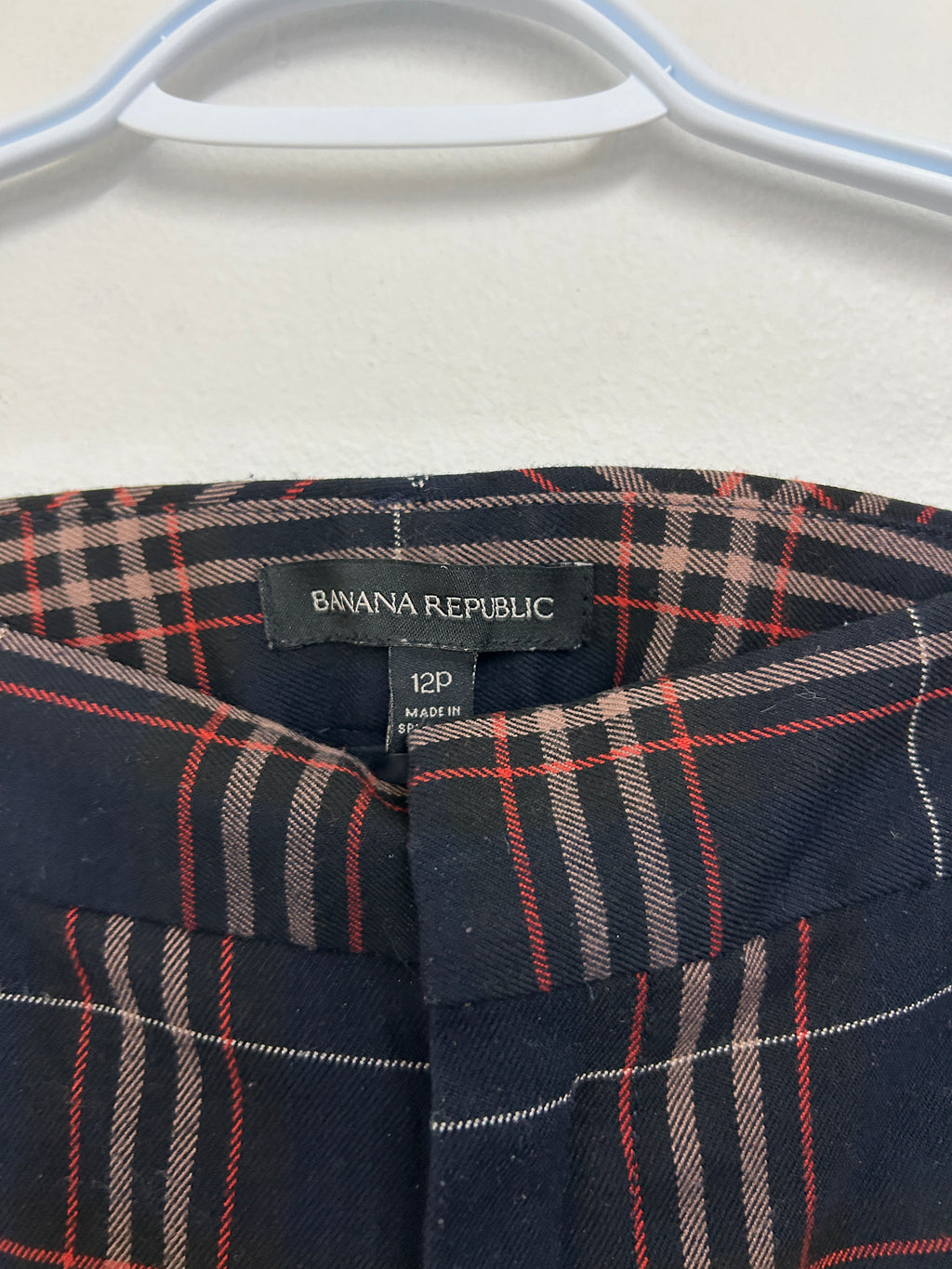 Pantalon à carreaux marine — Banana Republic