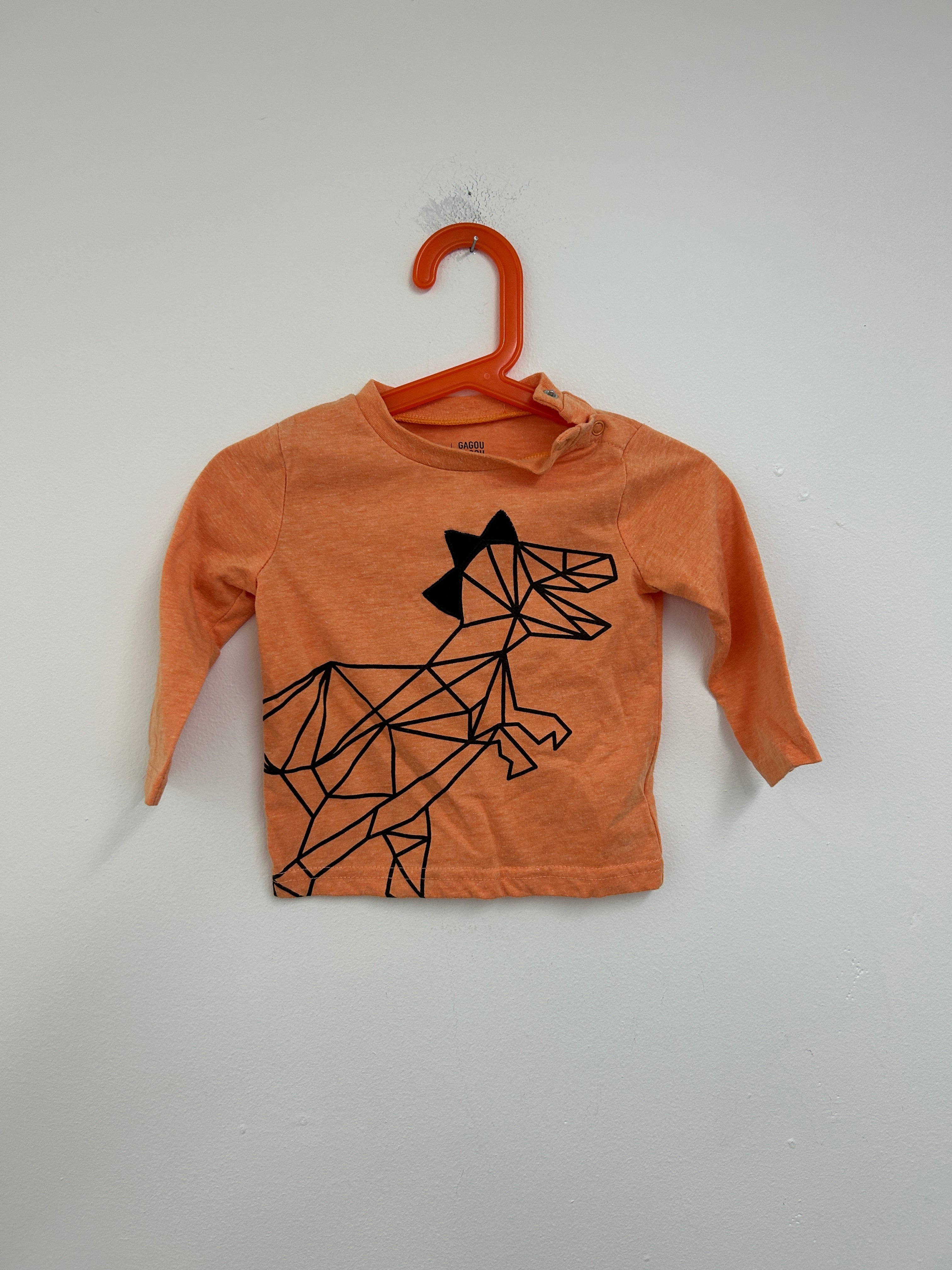 Chandail orange à dinosaure géométrique — Gagou Tagou